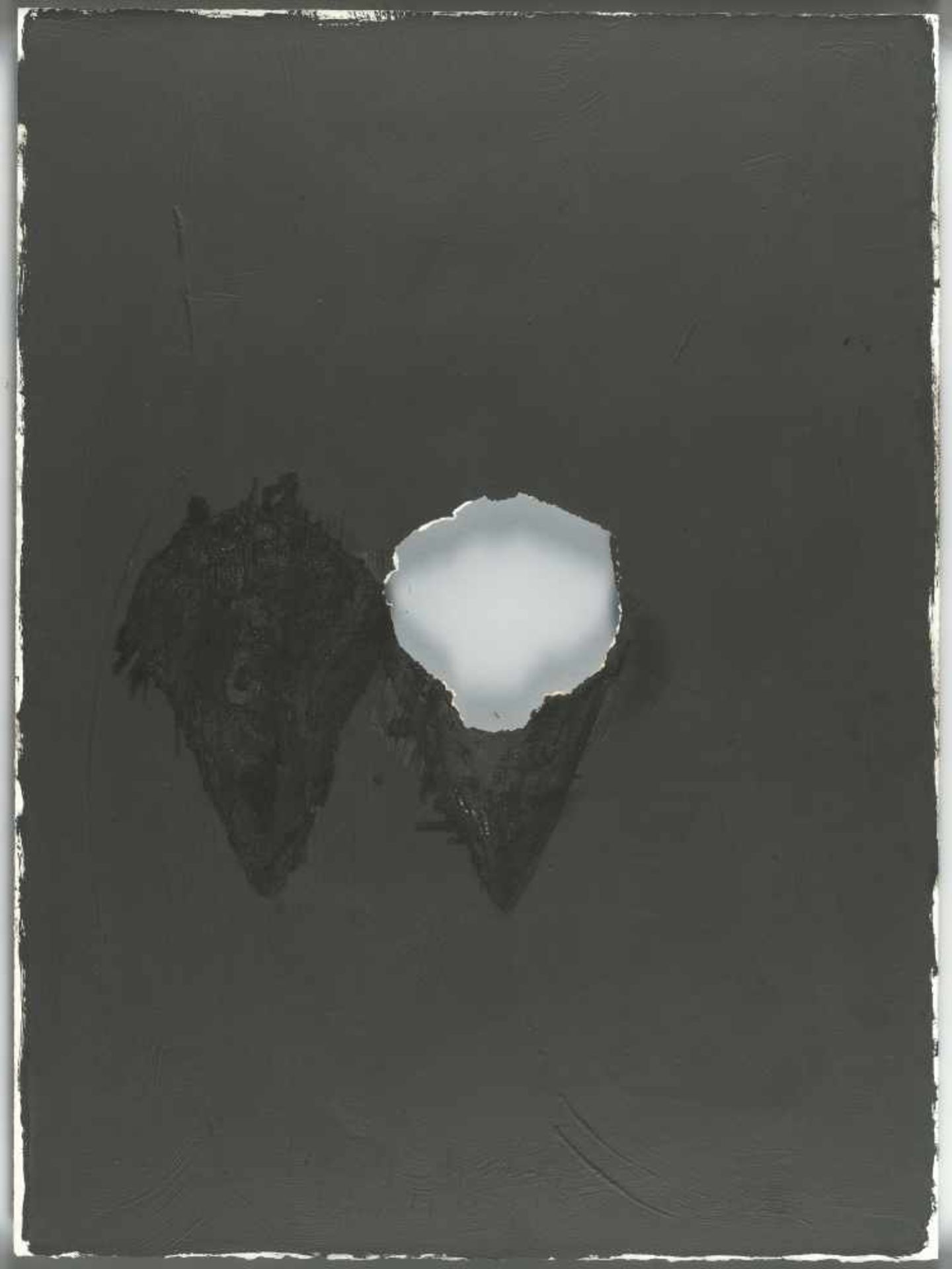 Joseph Beuys„Painting Version 70“Ölfarbe und Butter auf Bütten, gerissenes Loch. (1976). Ca - Bild 2 aus 3