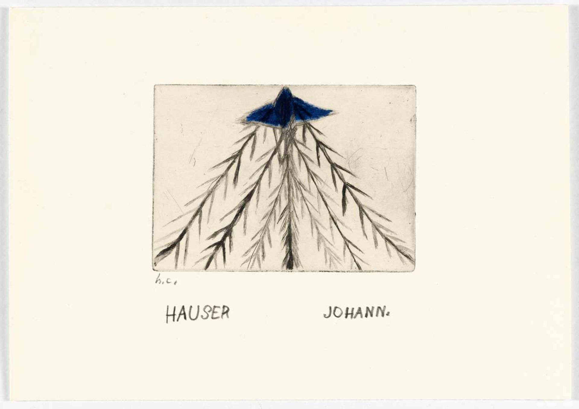 Johann HauserOhne TitelRadierung, übermalt, auf Velin. Ca. 8 x 11 cm (Blattgröße ca. 17 x 2 - Bild 2 aus 3