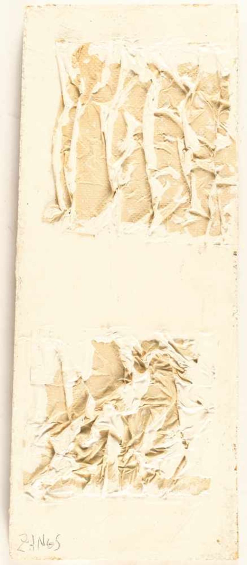 Herbert ZangsOhne TitelDispersionsfarbe über Papier auf Holz. (1987). Ca. 52 x 22,5 cm. Sig - Image 2 of 3