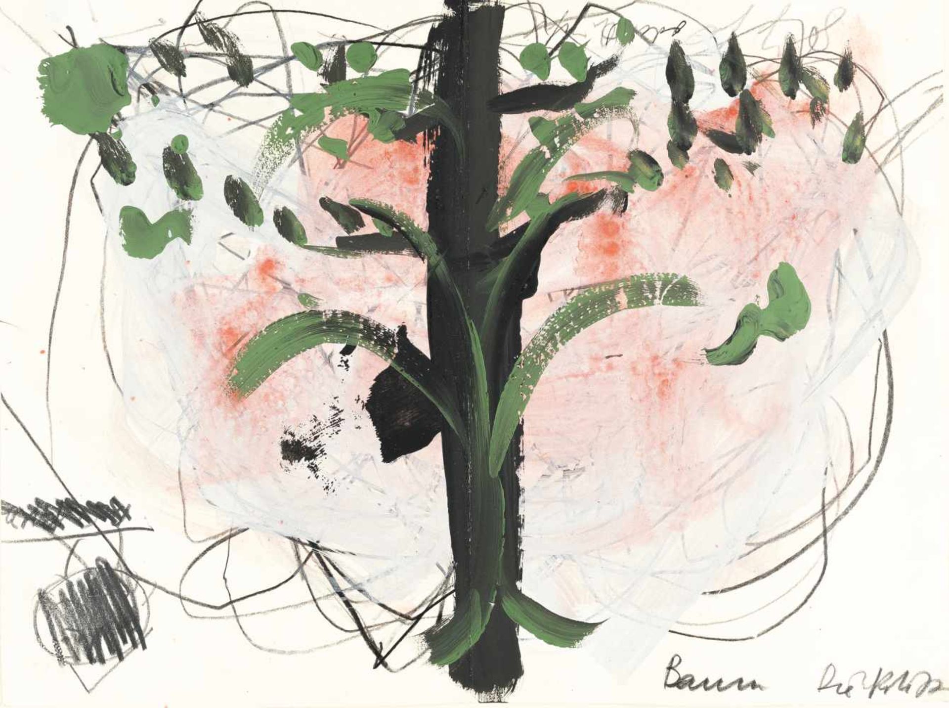 Dieter Roth Und Arnulf Rainer„Baum“Acryl, Aquarell und Kohle auf leichtem Karton von Austri