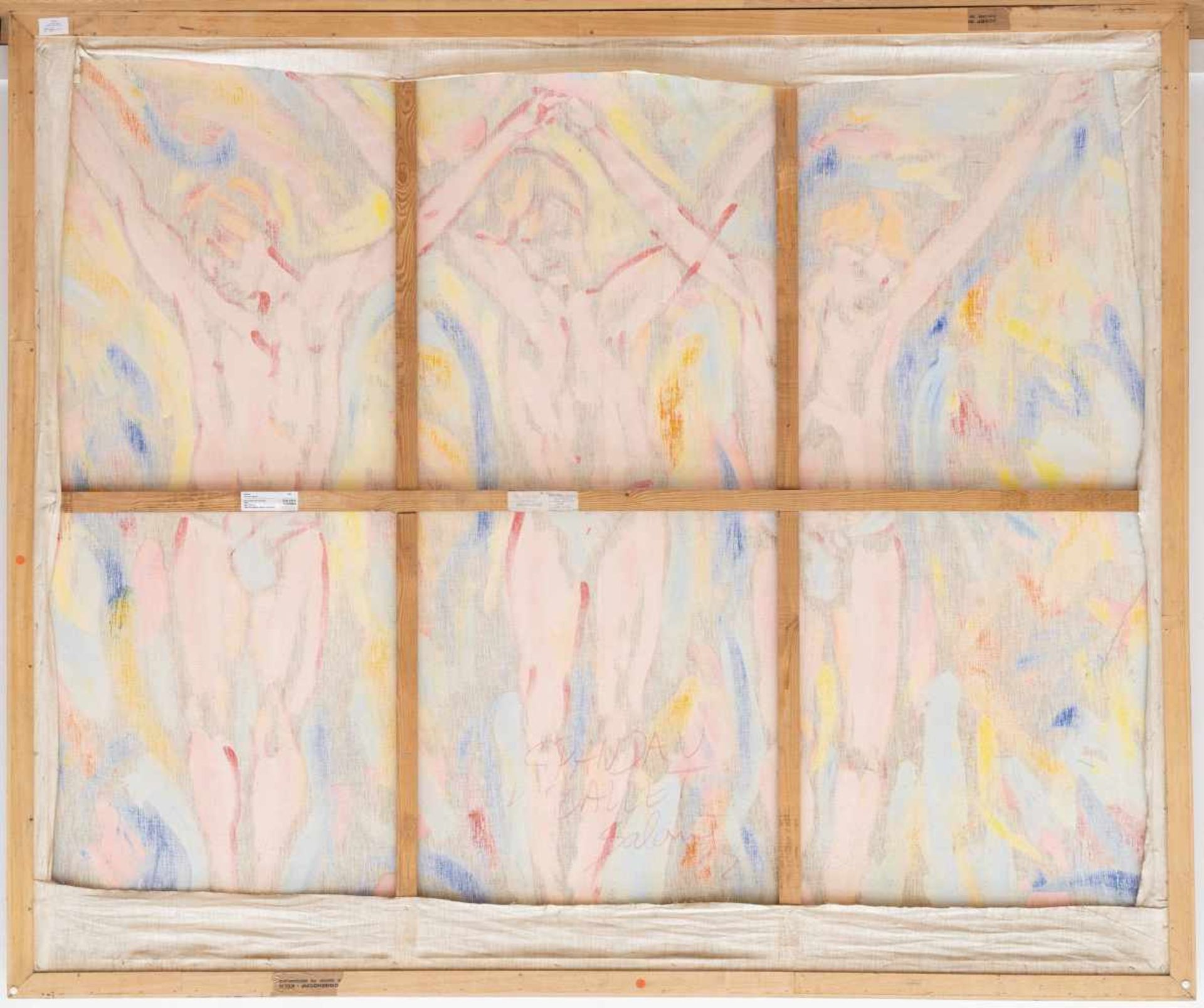 Salomé„Spandau Ballet“Dispersionsfarbe auf Nessel. (19)82. Ca. 200 x 240 cm. Verso auf der - Bild 3 aus 3