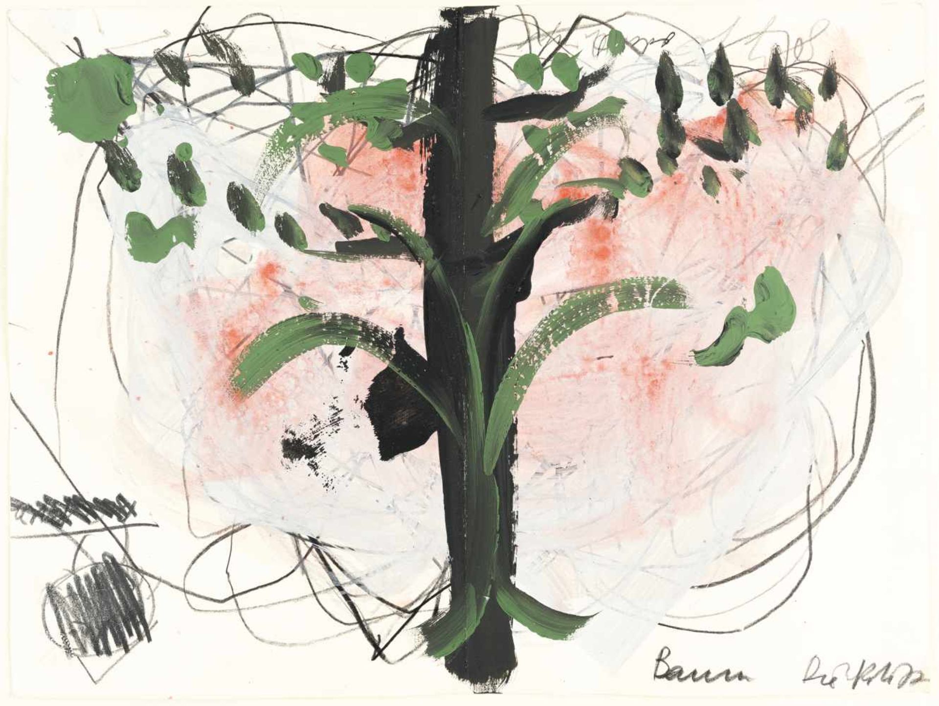 Dieter Roth Und Arnulf Rainer„Baum“Acryl, Aquarell und Kohle auf leichtem Karton von Austri - Bild 2 aus 3