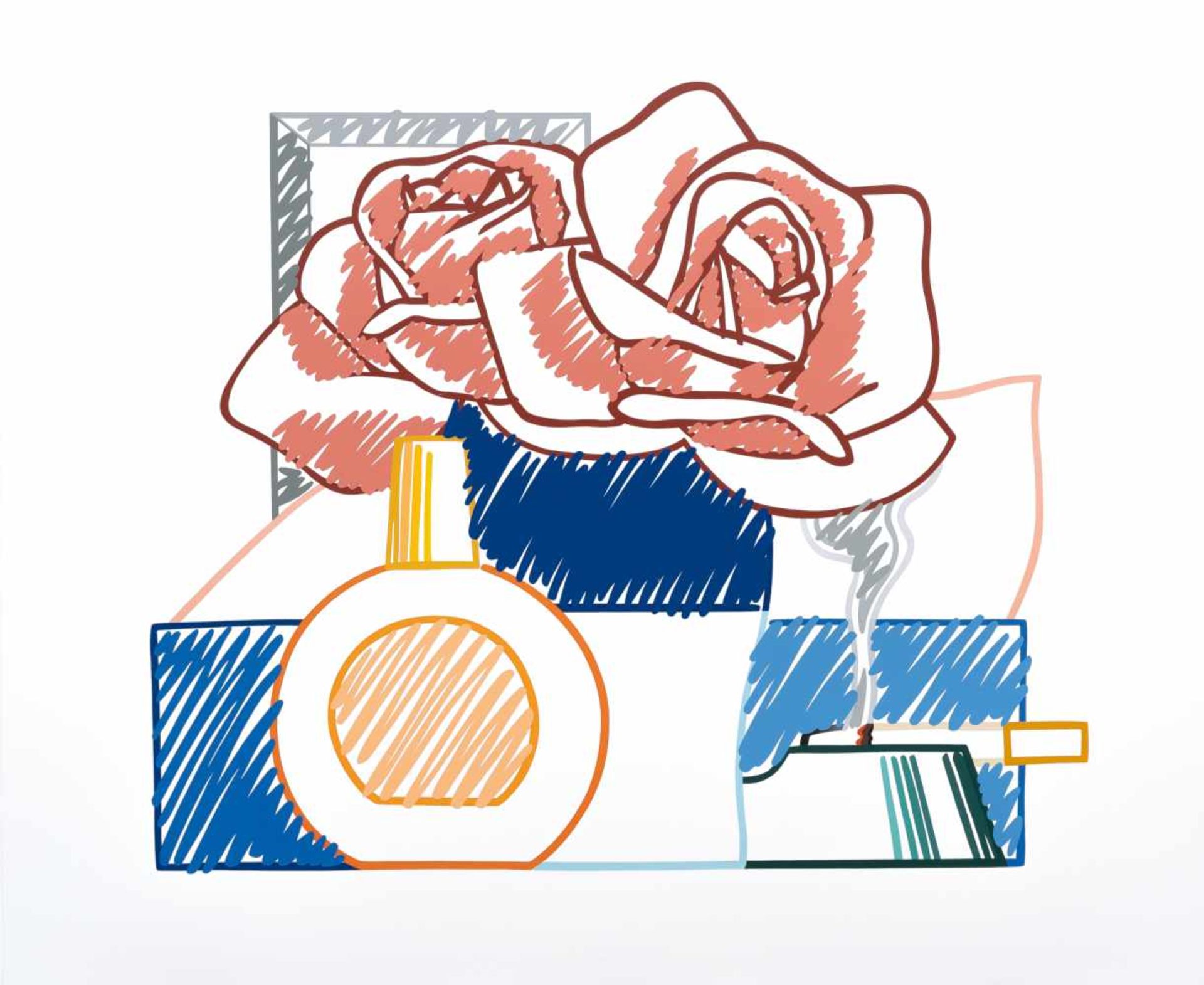 Tom WesselmannScribble version of still-life No. 58Farbige Serigraphie auf Karton. (1991).