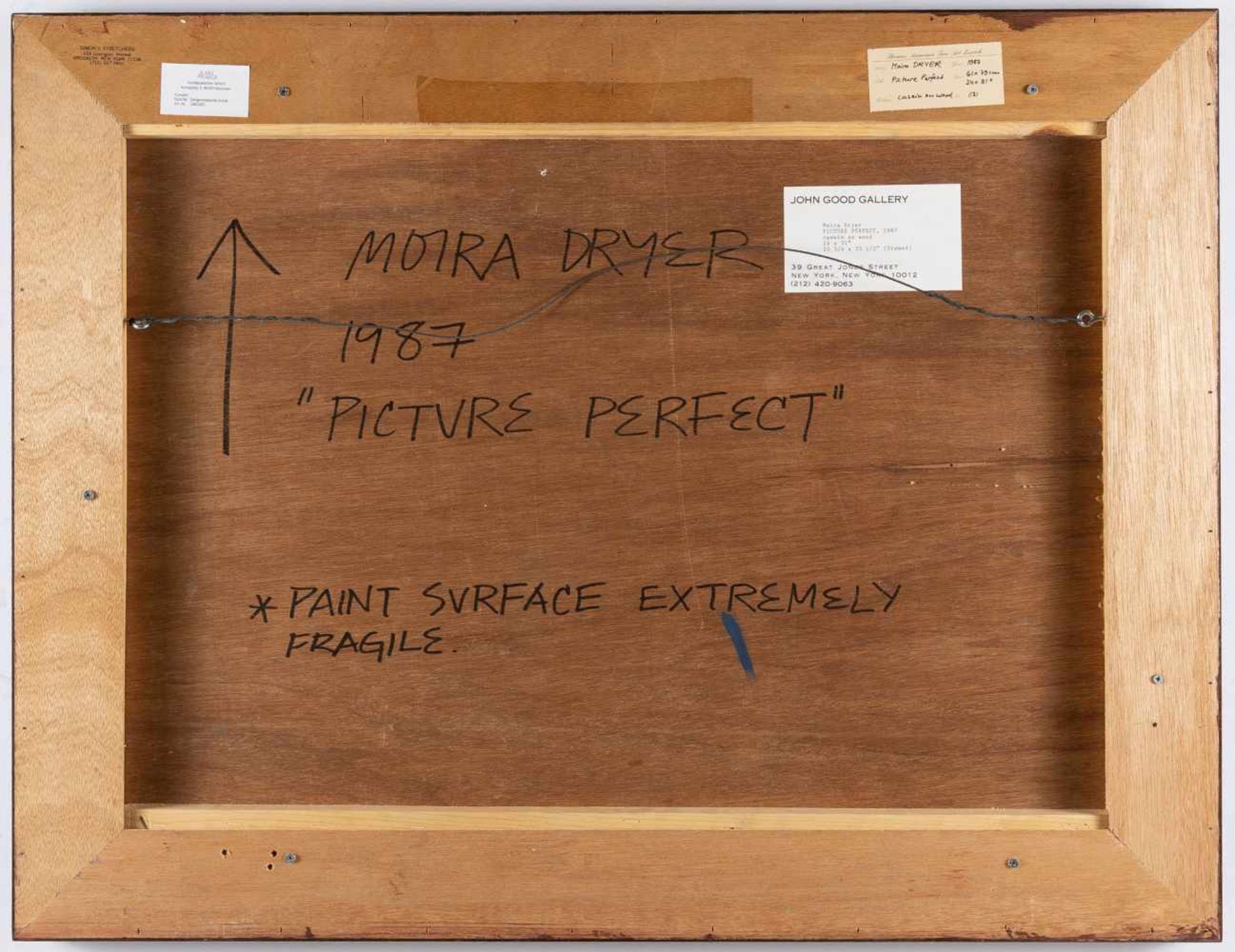 Moira Dryer„Picture Perfect“Kasein auf Holz. 1987. Ca. 60,5 x 79 cm (gerahmt ca. 65,5 x 85 - Bild 3 aus 3