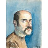 Volker StelzmannSelbstporträtAquarell auf Aquarellkarton. (19)72. Ca. 32 x 24 cm. Monogramm