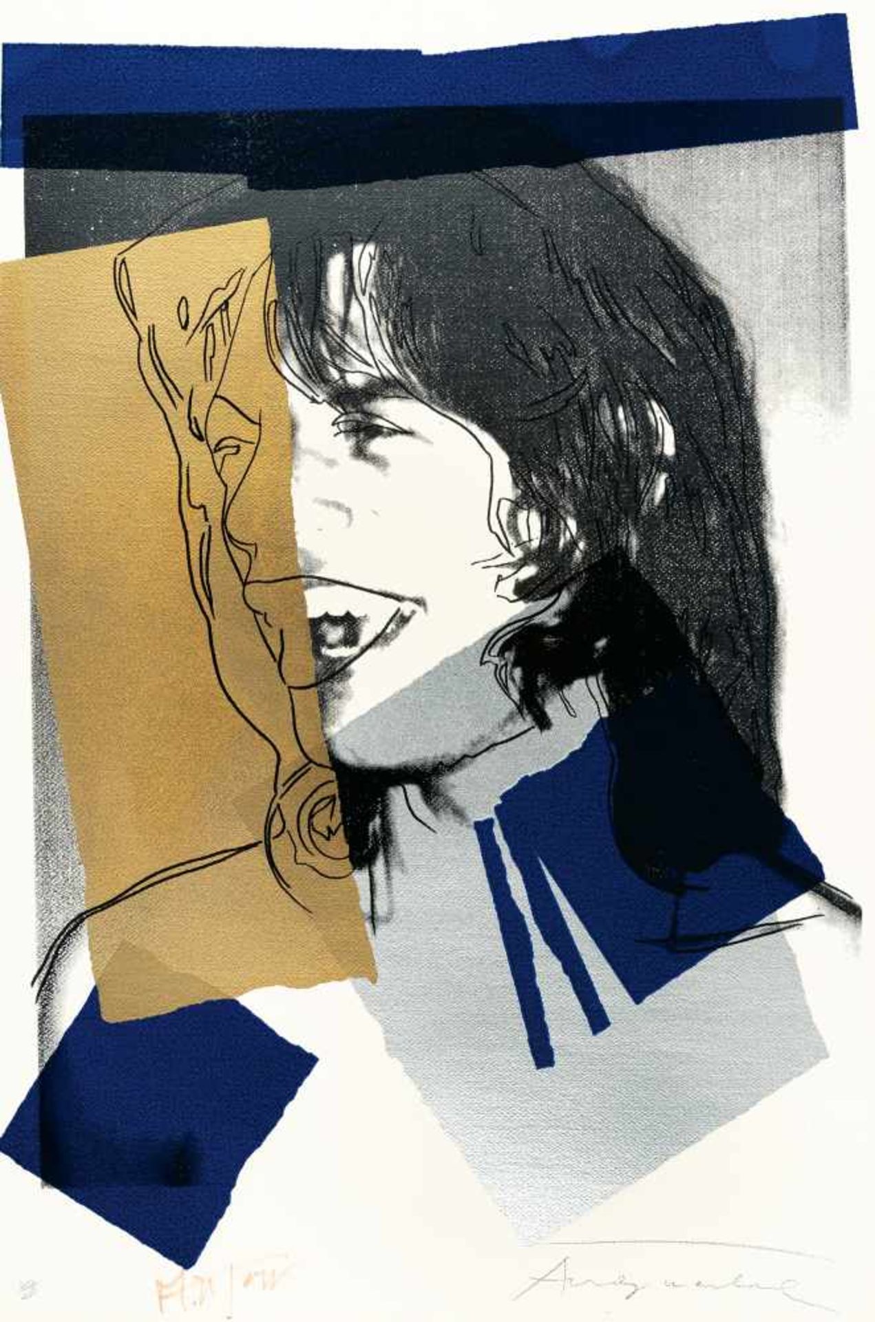 Andy WarholAus: Mick Jagger 1975Farbige Serigraphie auf strukturiertem Aquarellpapier von A