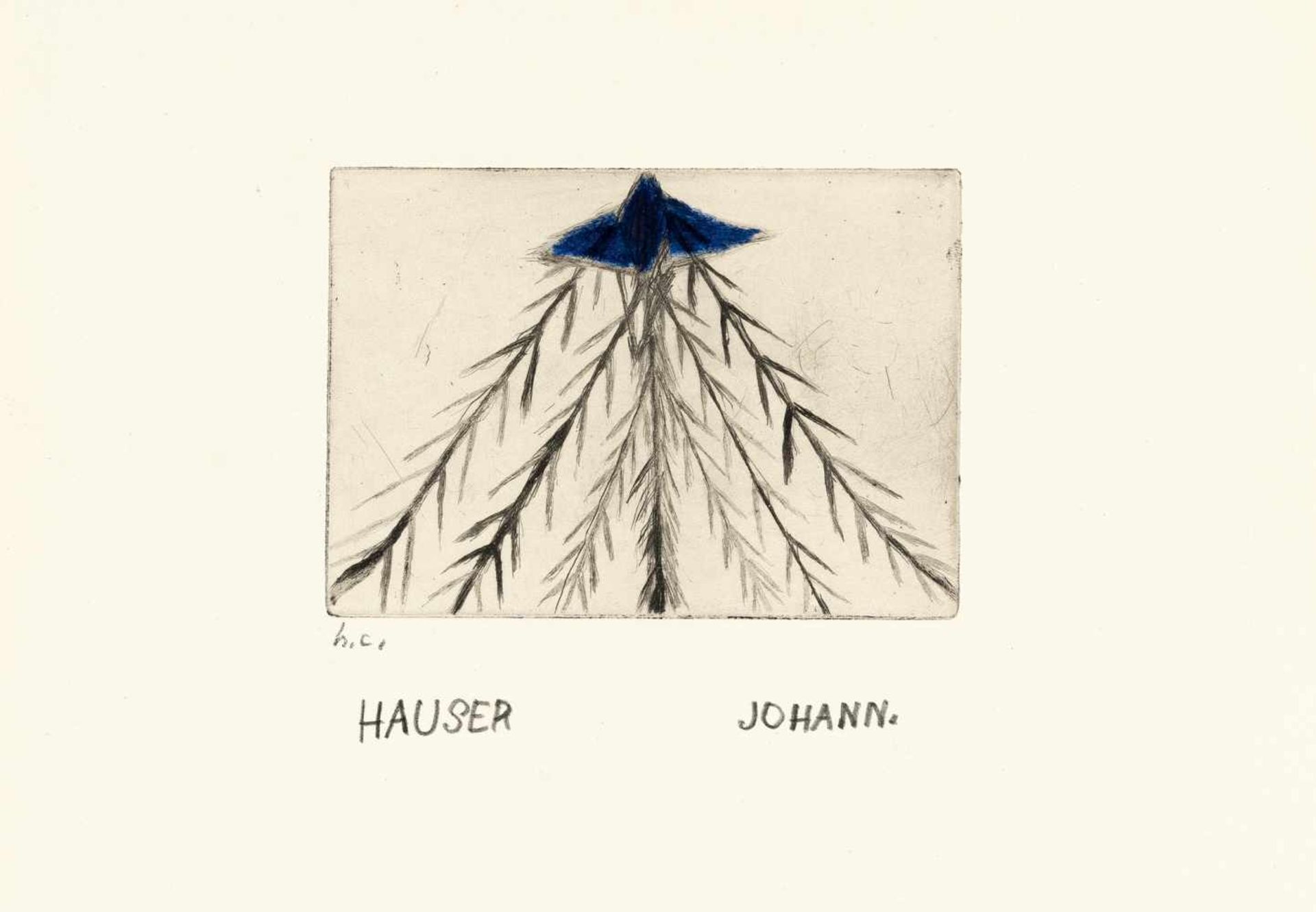 Johann HauserOhne TitelRadierung, übermalt, auf Velin. Ca. 8 x 11 cm (Blattgröße ca. 17 x 2