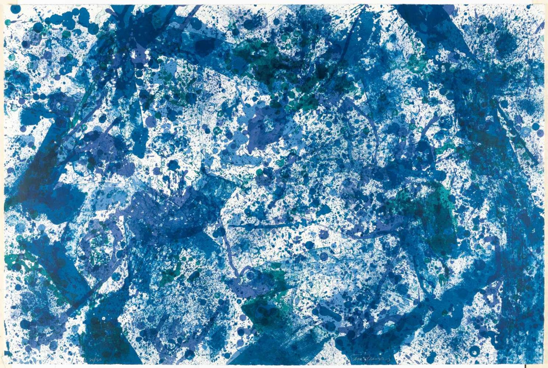 Sam FrancisDark blue CupFarbige Lithographie auf BFK Rives. (1973). Ca. 70 x 104,5 cm (blat - Bild 2 aus 3