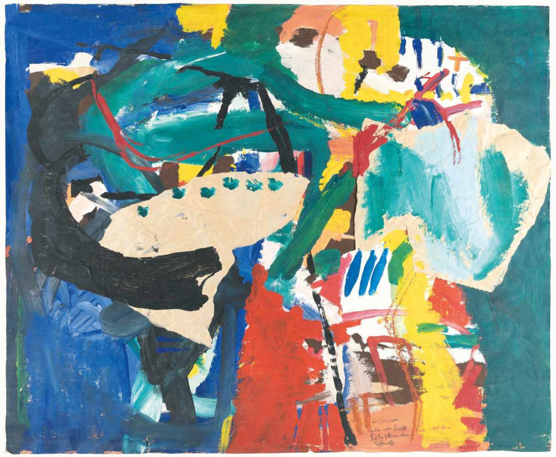 Kollektiv HerzogstraßeOhne TitelGouache und Collage auf braunem Papier. (1975-1982). Ca. 75 - Bild 2 aus 3