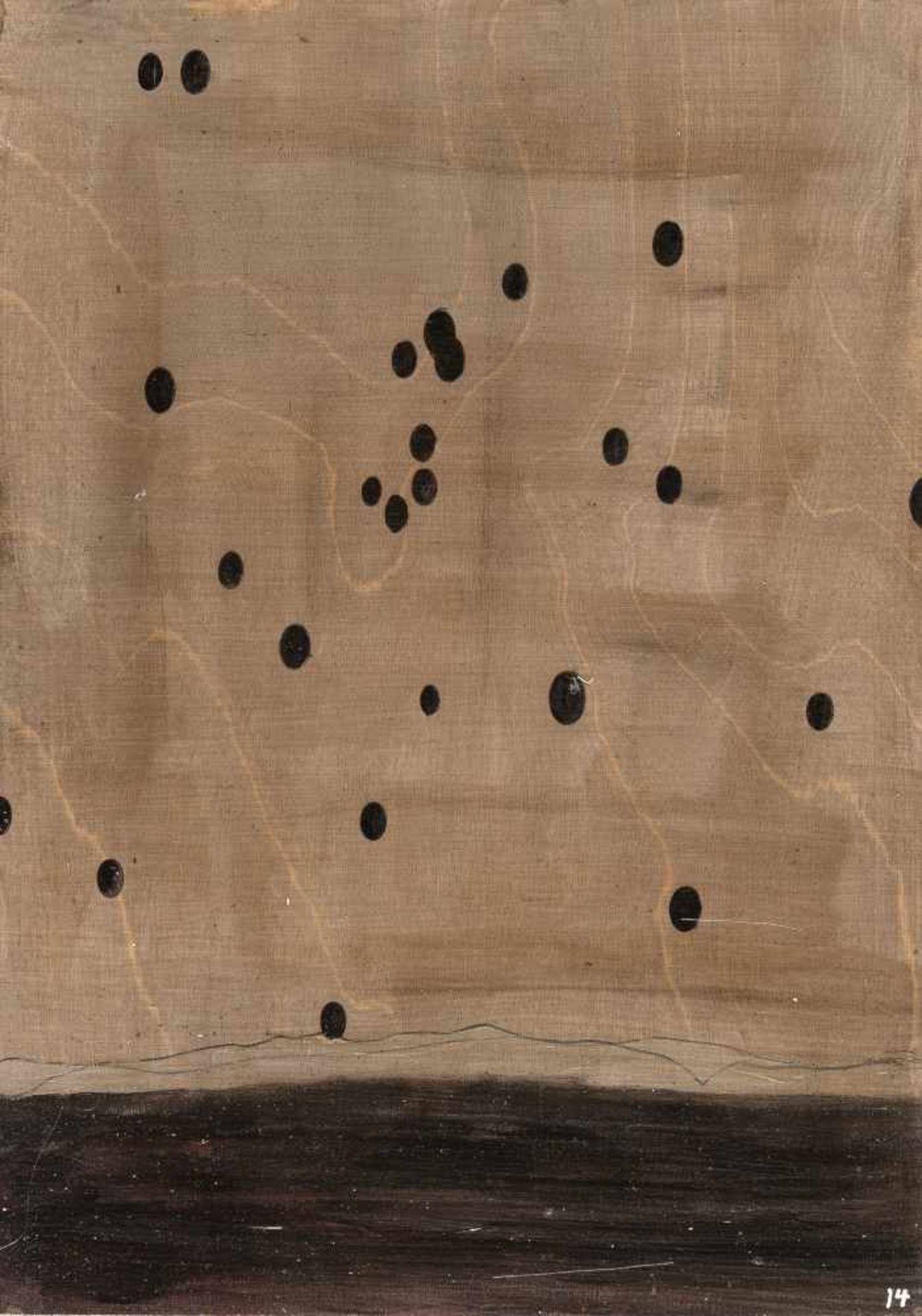 Thomas Zipp„C.14 (Pillshower)“Öl, Acryl und Bleistift auf Holz, fest auf Papier und Rahmenr