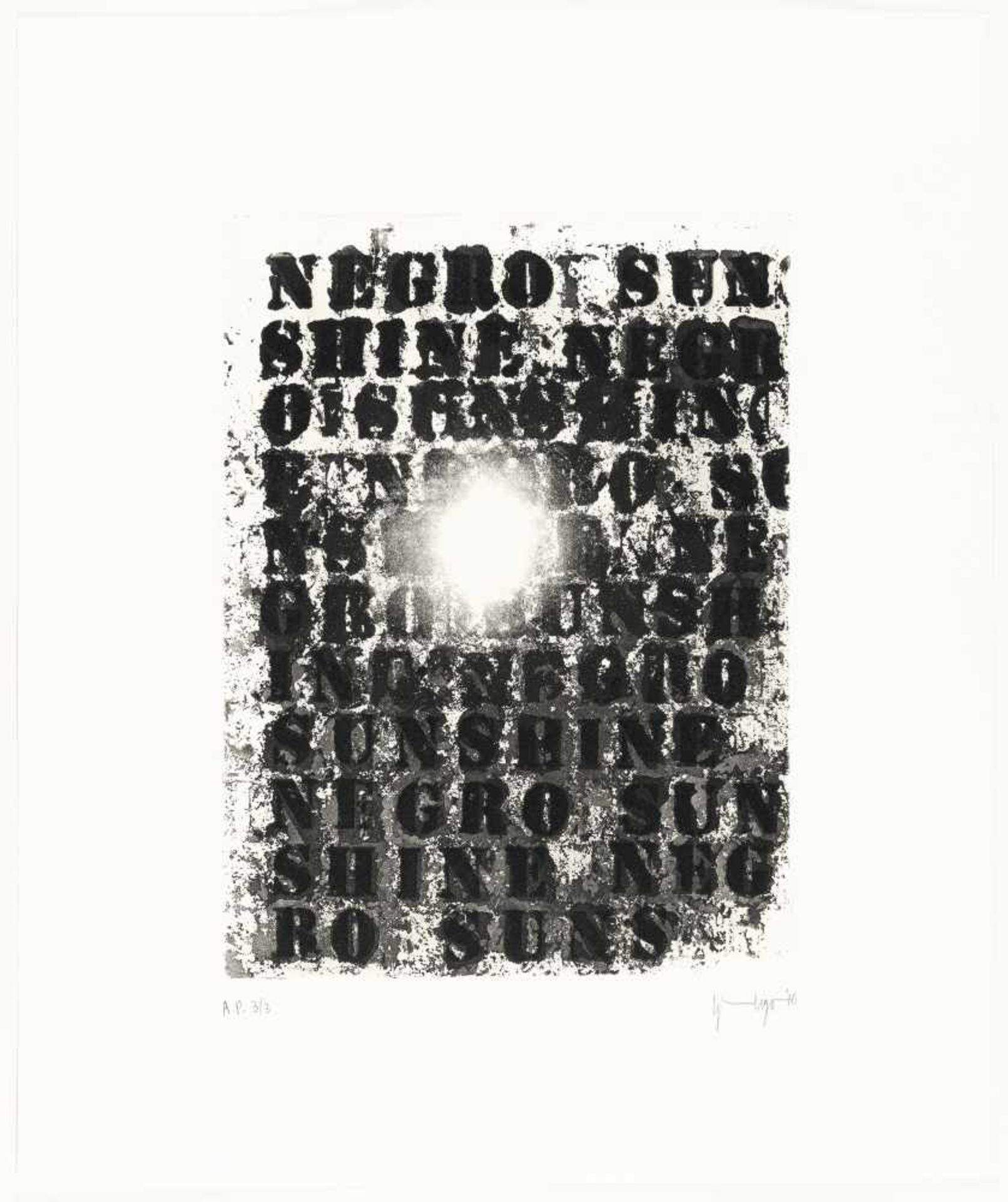 Glenn LigonDiptychon: Untitled (negro sunshine)Radierung mit Aquatinta auf Velinkarton. (20 - Image 2 of 6