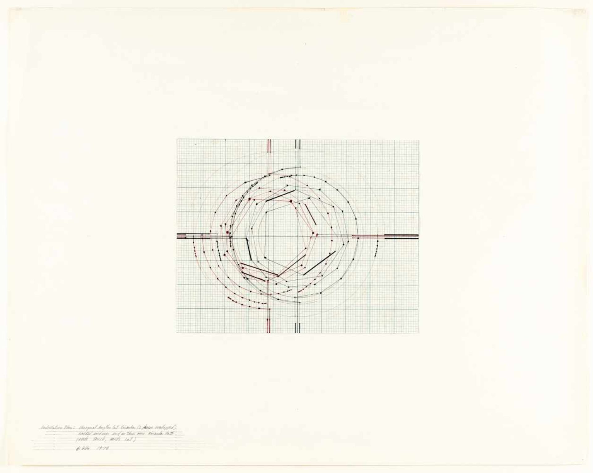 Barry Le Va„Installation Plan“Bleistift und farbiger Filzstift auf hellblauem, quadriertem - Image 2 of 3