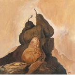Samuel BakOhne Titel (Birnen in Felslandschaft)Öl auf Leinwand. Ca. 50 x 50 cm. Signiert un