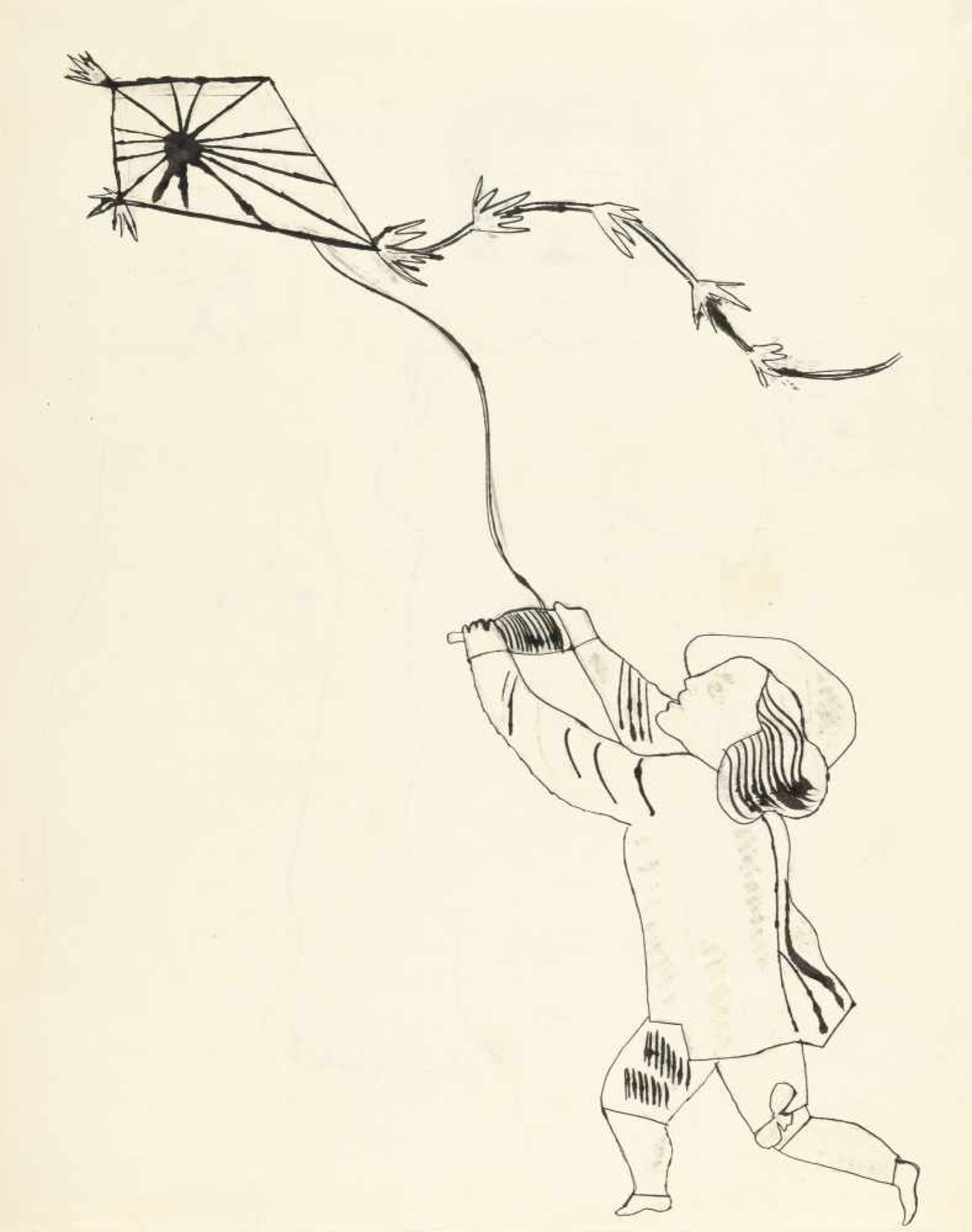 Andy WarholRecto: Kite Flyer –&nbsp;Verso: Kyoto, Japan (1956)Tinte und Graphit auf dünnem