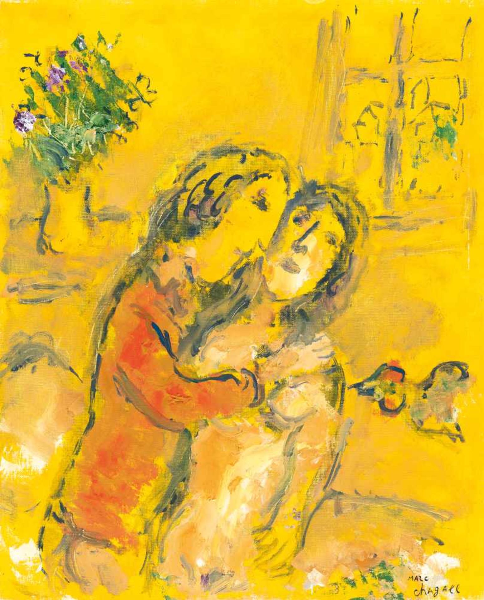 Marc ChagallIntérieur jauneÖl auf leinwandkaschiertem Malkarton. (1978-1980). Ca. 41 x 33 c