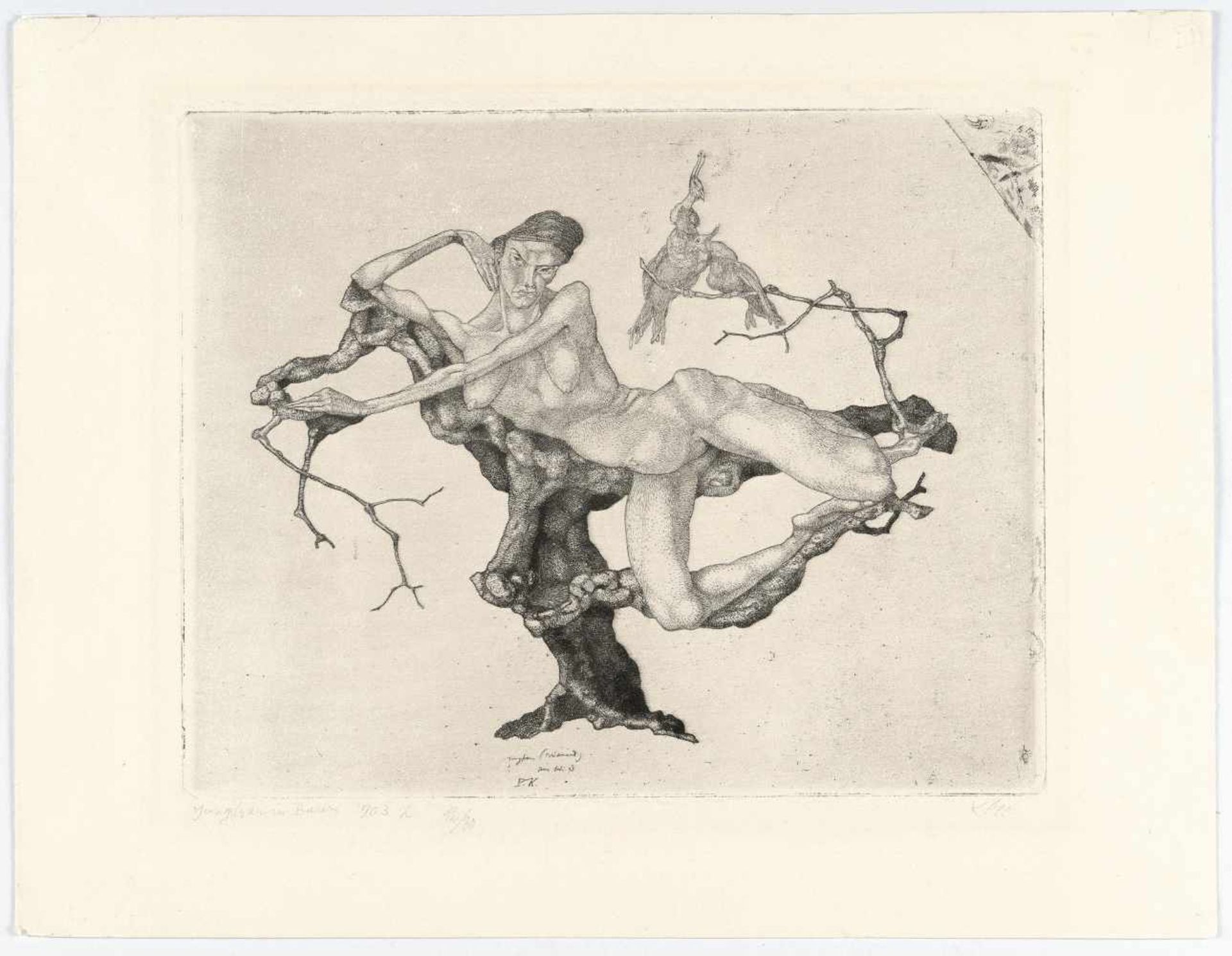 Paul Klee„Jungfrau im Baum“ (Jungfrau träumend)Radierung auf festem, chamoisfarbenem Velin. - Bild 2 aus 3