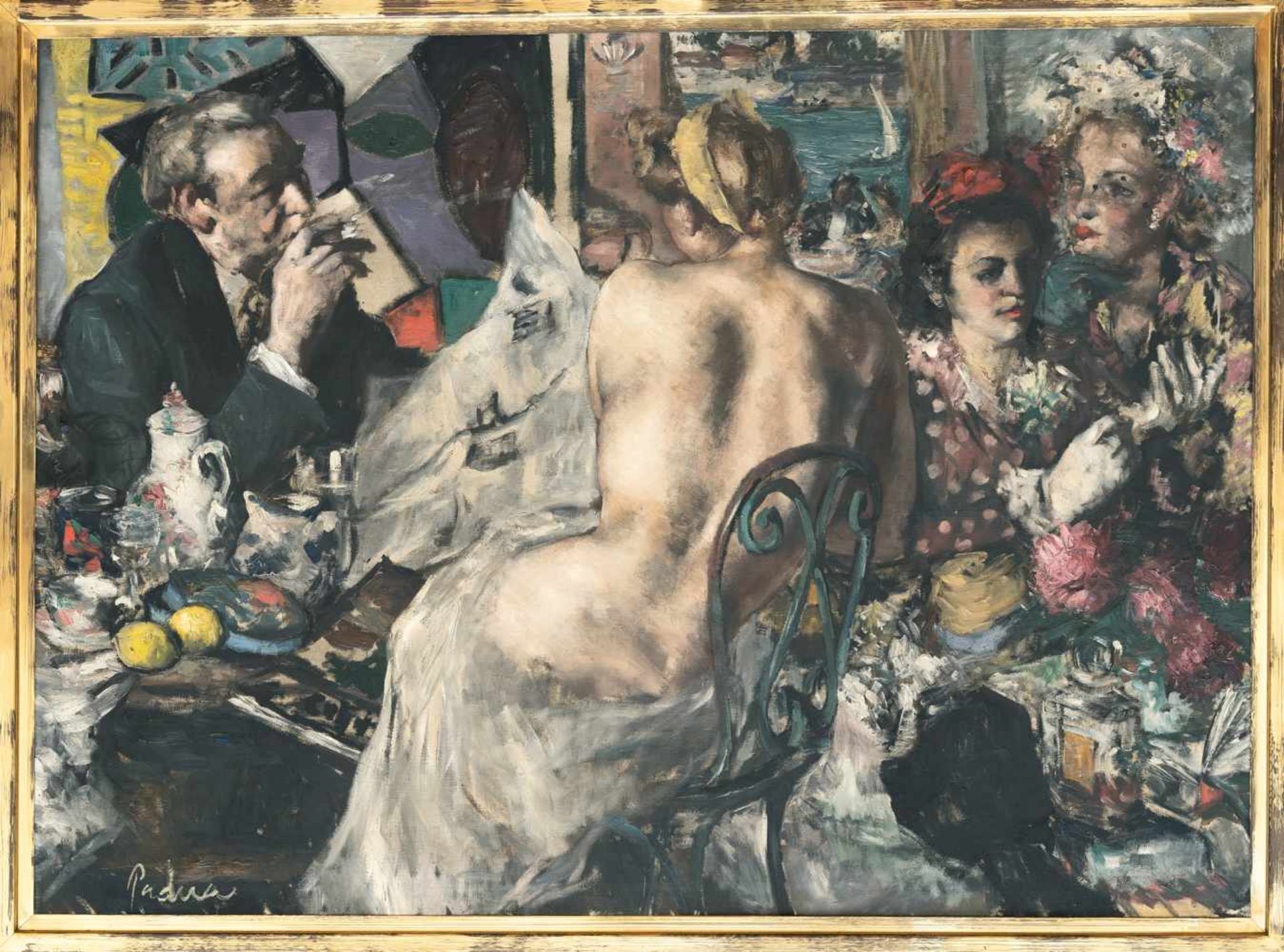 Paul Mathias PaduaIm AtelierÖl auf Leinwand. (1934). Ca. 115,5 x 157,5 cm. Signiert unten l - Bild 2 aus 3