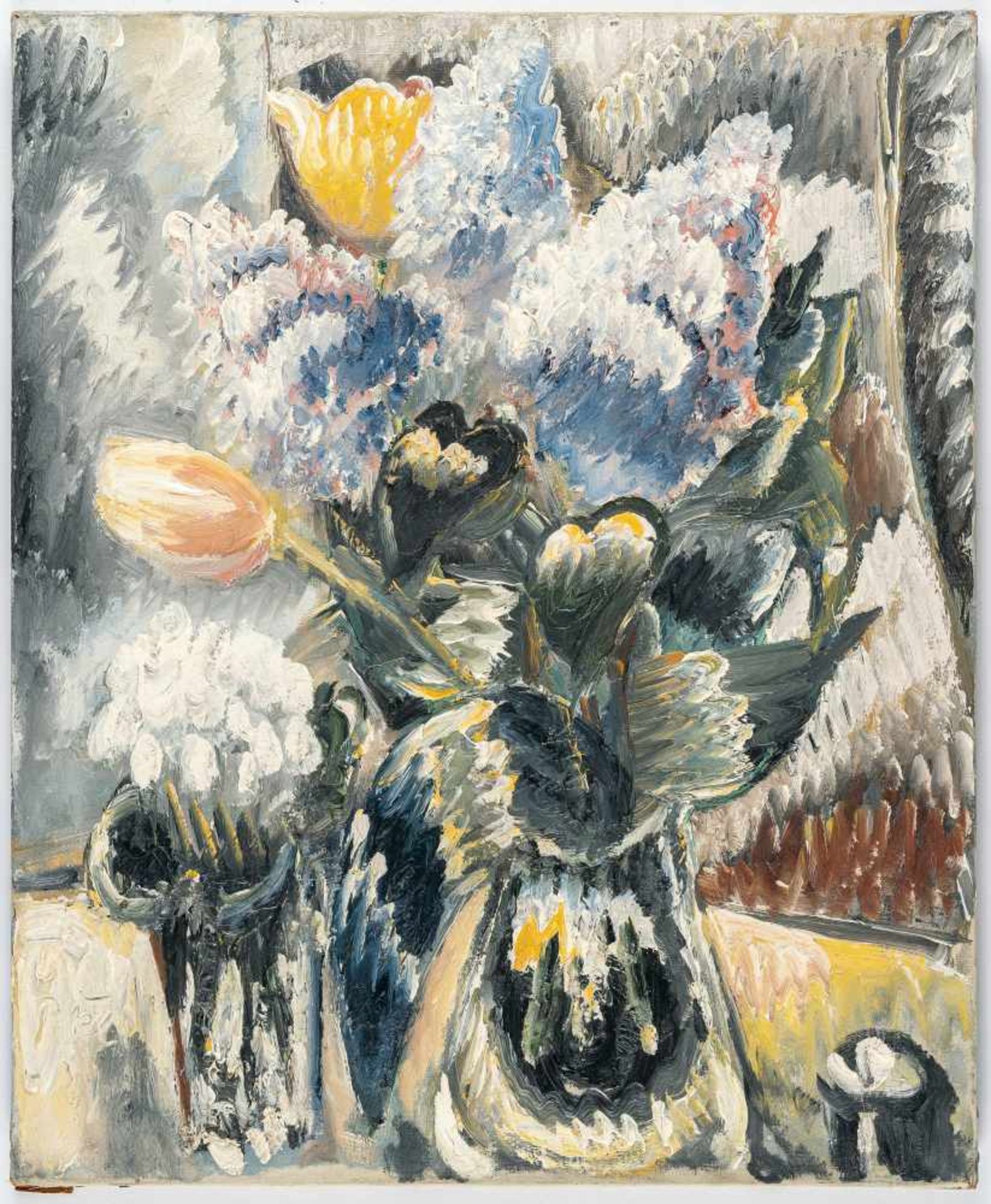 Paul KleinschmidtWeißer Flieder und gelbe TulpenÖl auf Leinwand. (19)39. Ca. 61 x 50 cm. Mo - Bild 2 aus 3