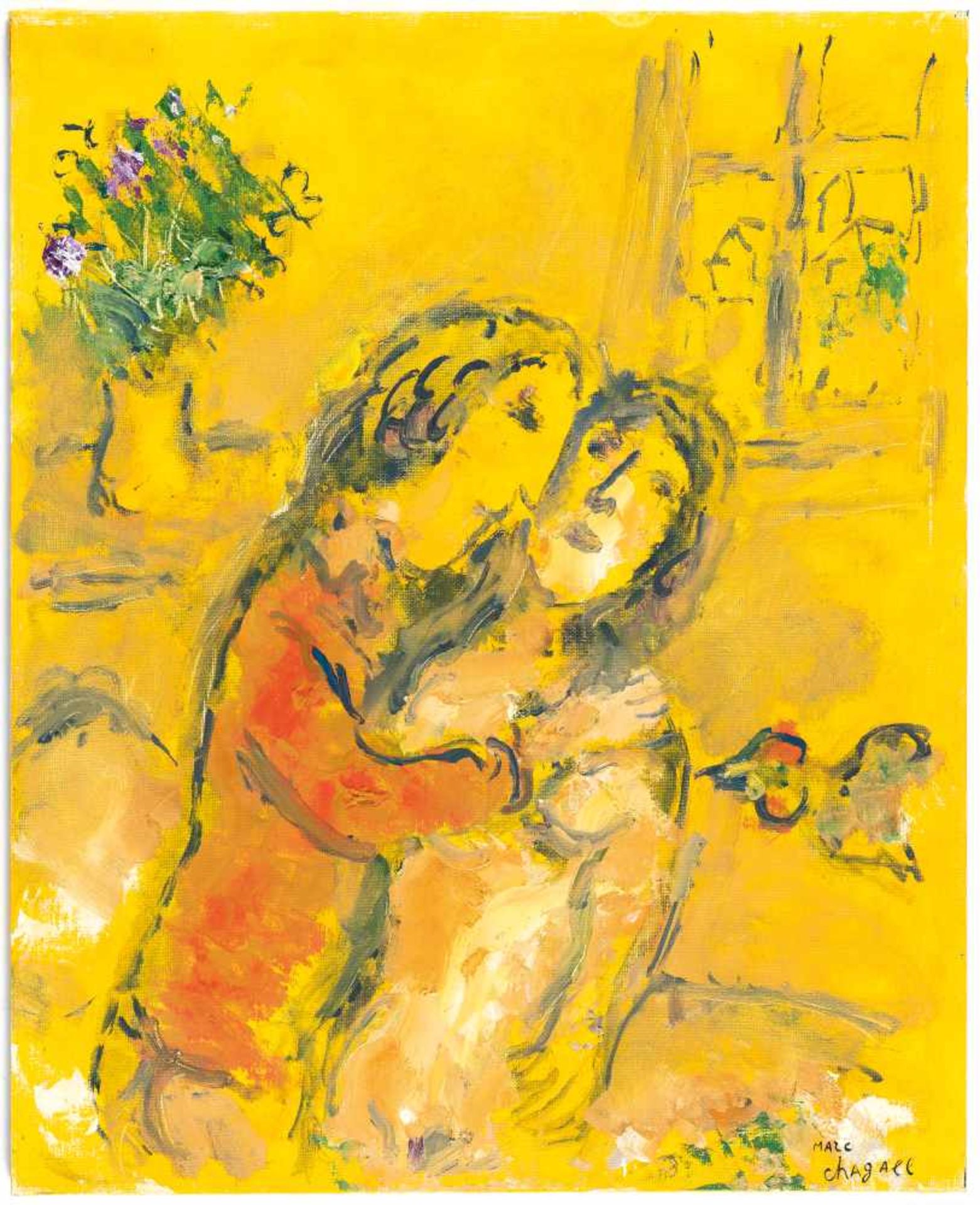 Marc ChagallIntérieur jauneÖl auf leinwandkaschiertem Malkarton. (1978-1980). Ca. 41 x 33 c - Bild 2 aus 3