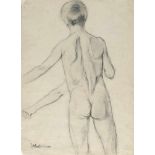 Max LiebermannStudie zu „Badende Knaben“Kreide auf grauem Papier. (Um 1900). Ca. 36,5 x 28