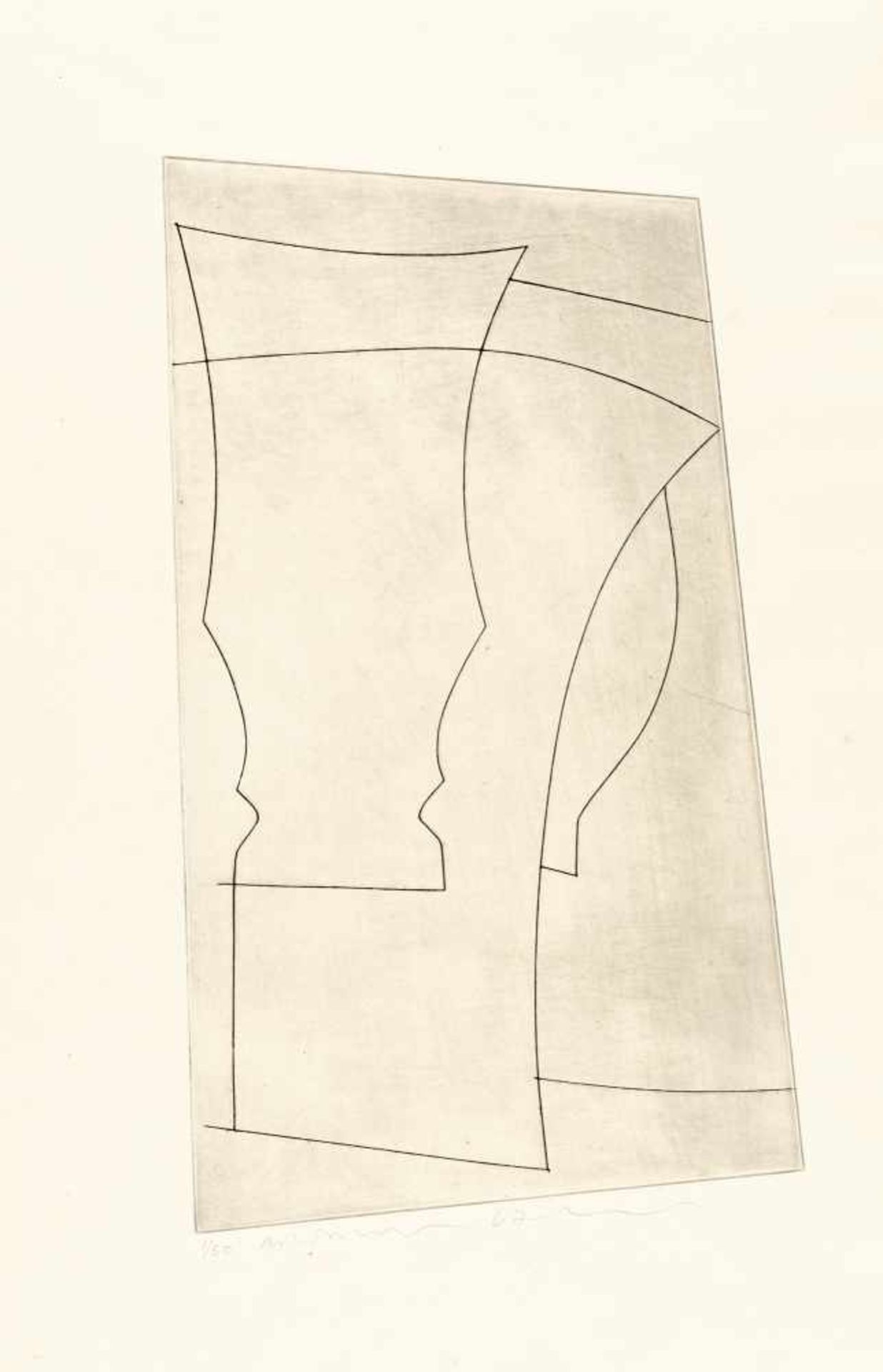 Ben NicholsonJug and GobletRadierung auf Velin. (19)67. Ca. 38 x 21 cm (Blattgröße ca. 49 x