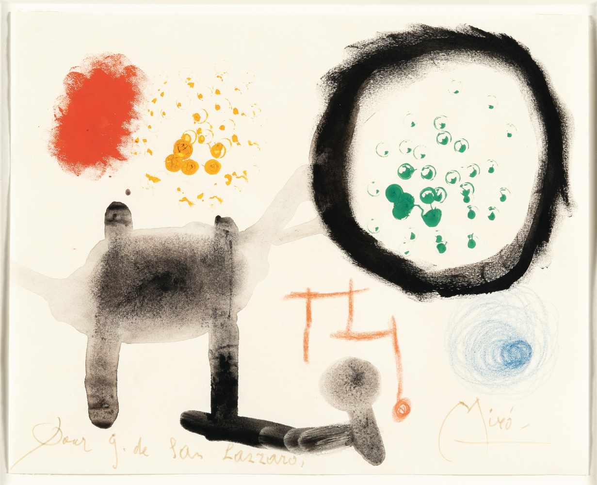 Joan MiróOhne TitelGouache, Aquarell und farbige Wachskreide auf Velin. (1949). Ca. 21 x 26 - Image 2 of 3
