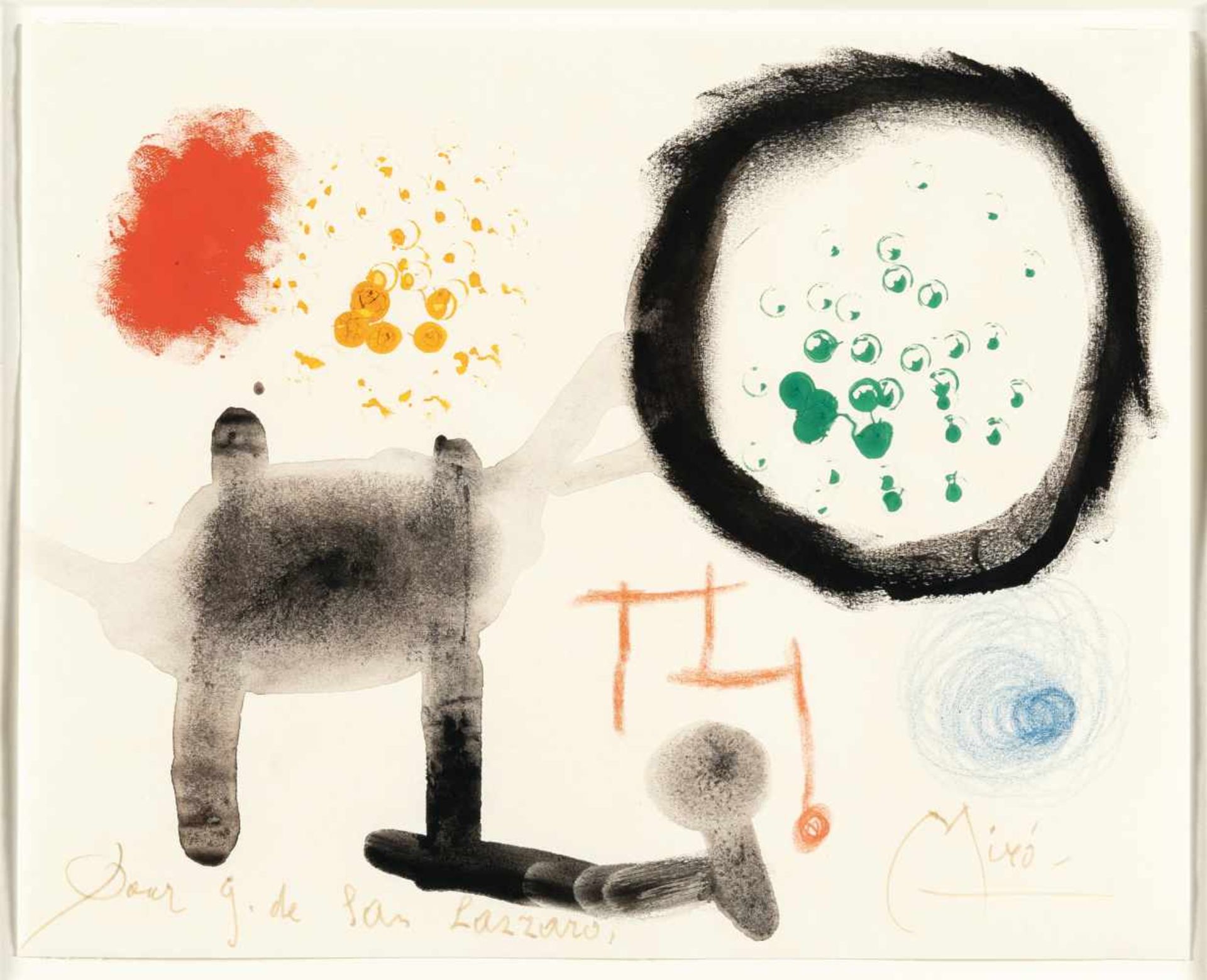 Joan MiróOhne TitelGouache, Aquarell und farbige Wachskreide auf Velin. (1949). Ca. 21 x 26 - Bild 2 aus 3