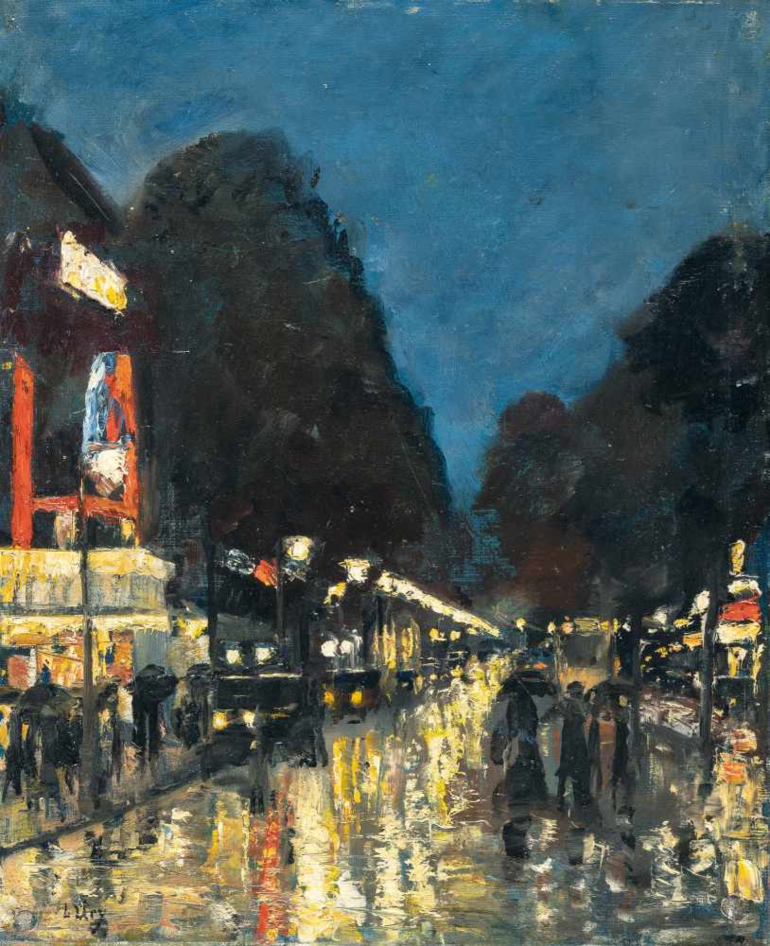 Lesser UryKurfürstendamm bei Nacht (am Zoo)Öl auf Leinwand. (1927). Ca. 46 x 38 cm. Signier