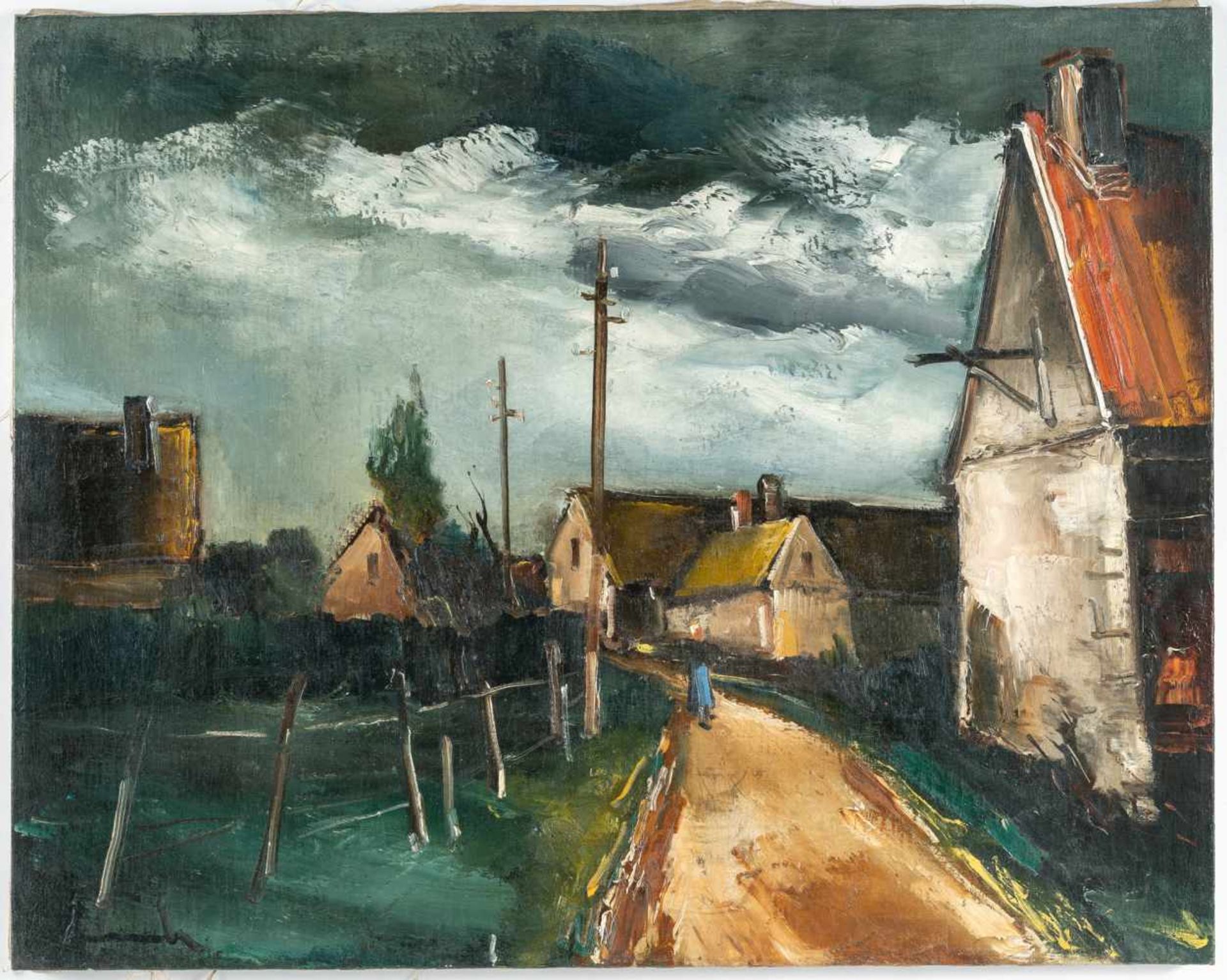 Maurice De VlaminckRue de VillageÖl auf Leinwand. (Um 1926-1927). Ca. 64,5 x 80,5 cm. Signi - Bild 2 aus 3