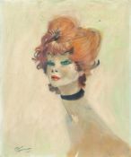 Jean-Gabriel Domergue„Zaza“Öl auf Hartfaserplatte. Ca. 55 x 46 cm. Signiert unten links sow