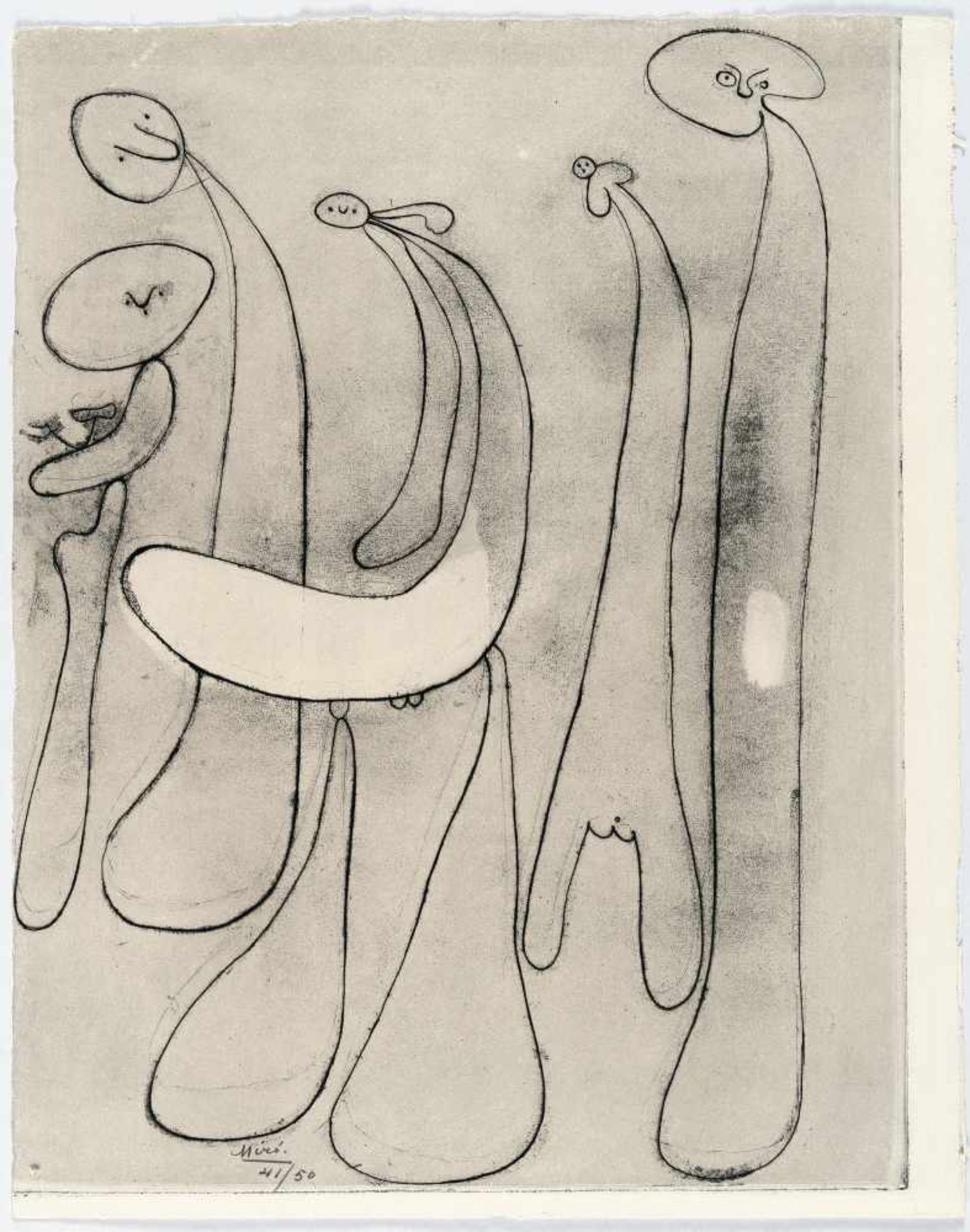 Joan MiróOhne Titel (Personnages)Radierung auf Velin. (1935). Ca. 31 x 23,5 cm (Blattgröße - Bild 2 aus 3