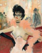 Jean-Gabriel Domergue„Le boa rose“Öl auf Hartfaserplatte. Ca. 80,5 x 64,5 cm. Signiert unte