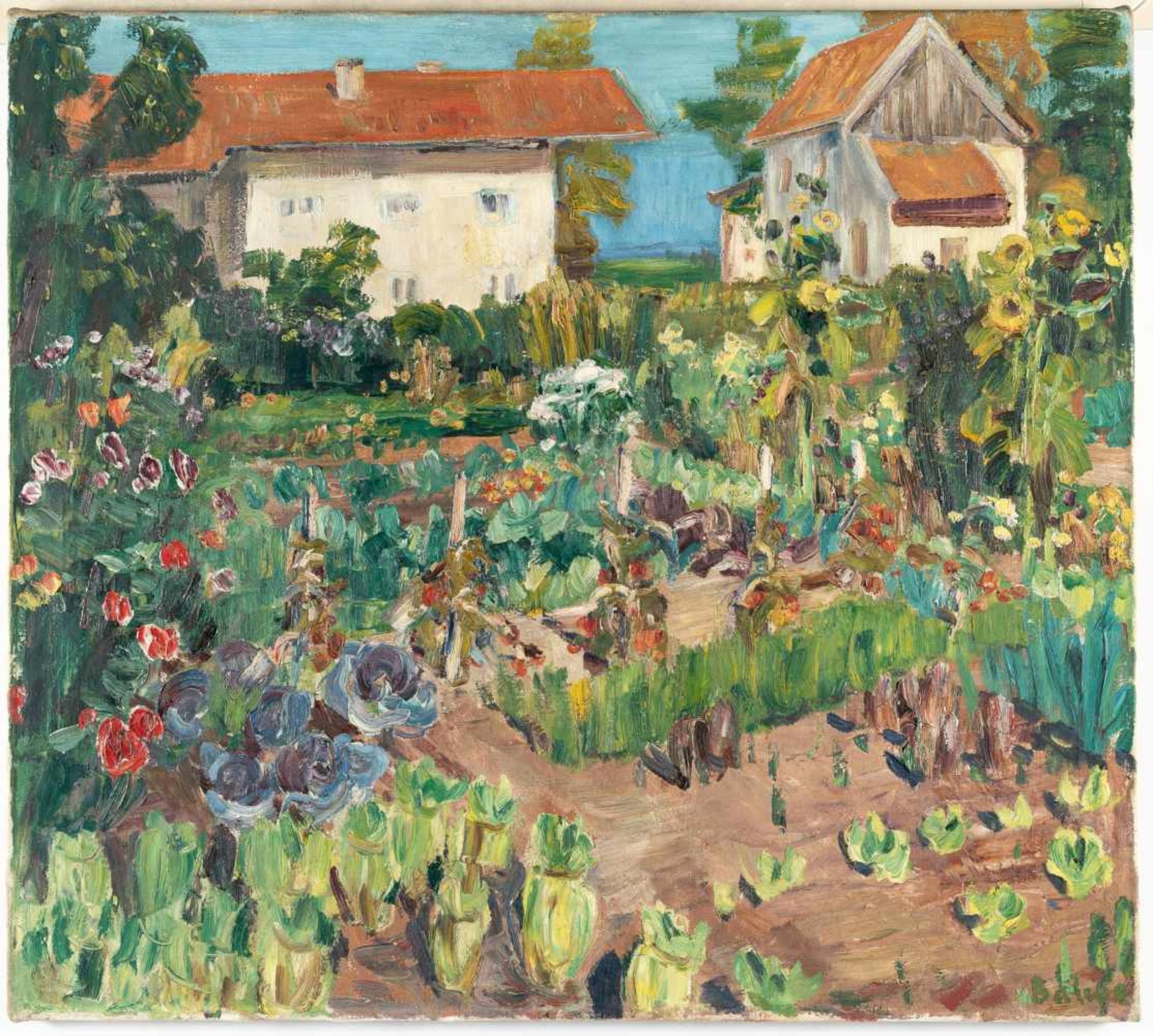 Arnold Balwé„Bauerngarten im Herbst“Öl auf Leinwand. Ca. 77 x 85,5 cm. (Wohl Anfang 1940er - Bild 2 aus 3