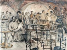 Roland MoroderRestaurant im GewölbekellerÖl auf Leinwand. 1990. Ca. 60 x 80 cm. Signiert un