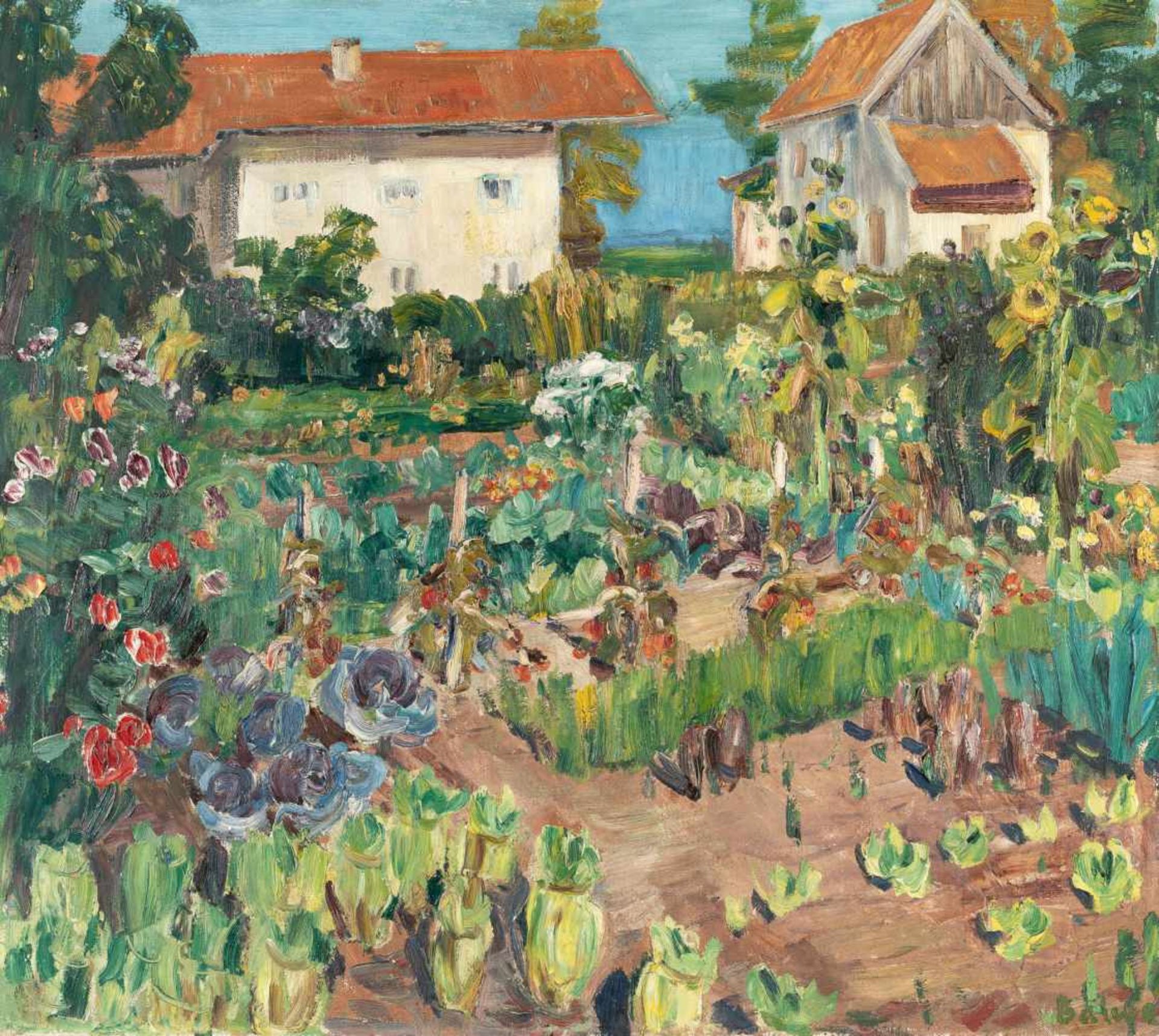 Arnold Balwé„Bauerngarten im Herbst“Öl auf Leinwand. Ca. 77 x 85,5 cm. (Wohl Anfang 1940er