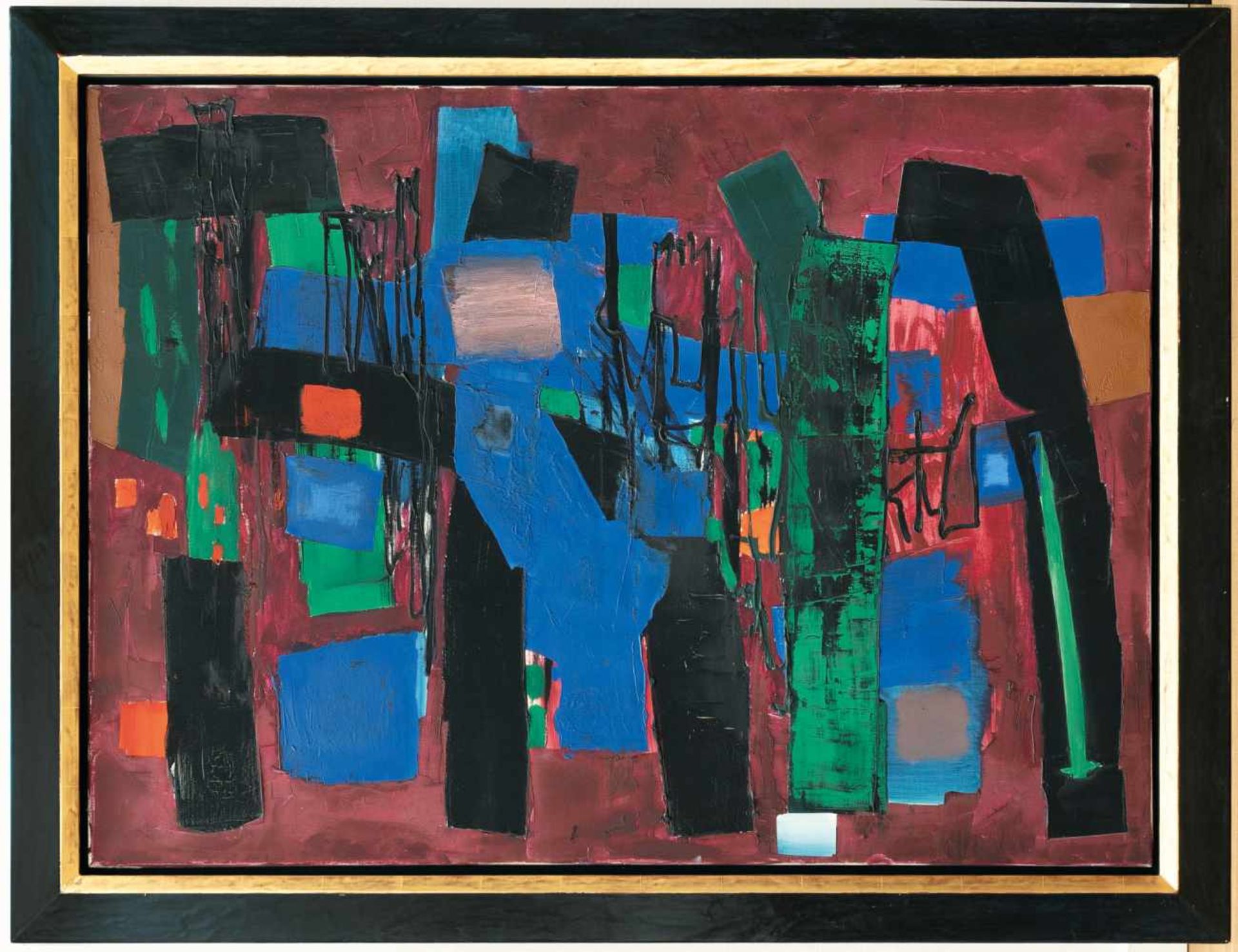 Fritz Winter„Kommendes Blau und Rot“Öl auf Leinwand. (19)59. Ca. 97,5 x 130,5 cm. Signiert - Bild 2 aus 3
