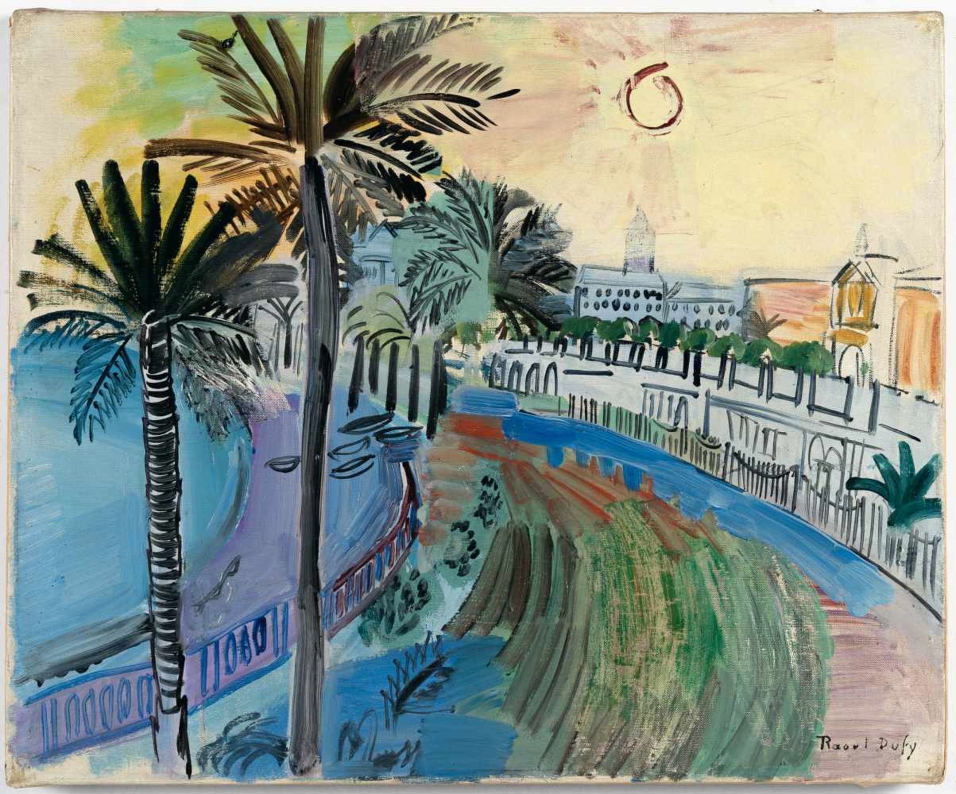 Raoul DufyLa Promenade des Anglais à NiceÖl auf Leinwand. (Ca. 1928). Ca. 38 x 46 cm. Signi - Bild 2 aus 3