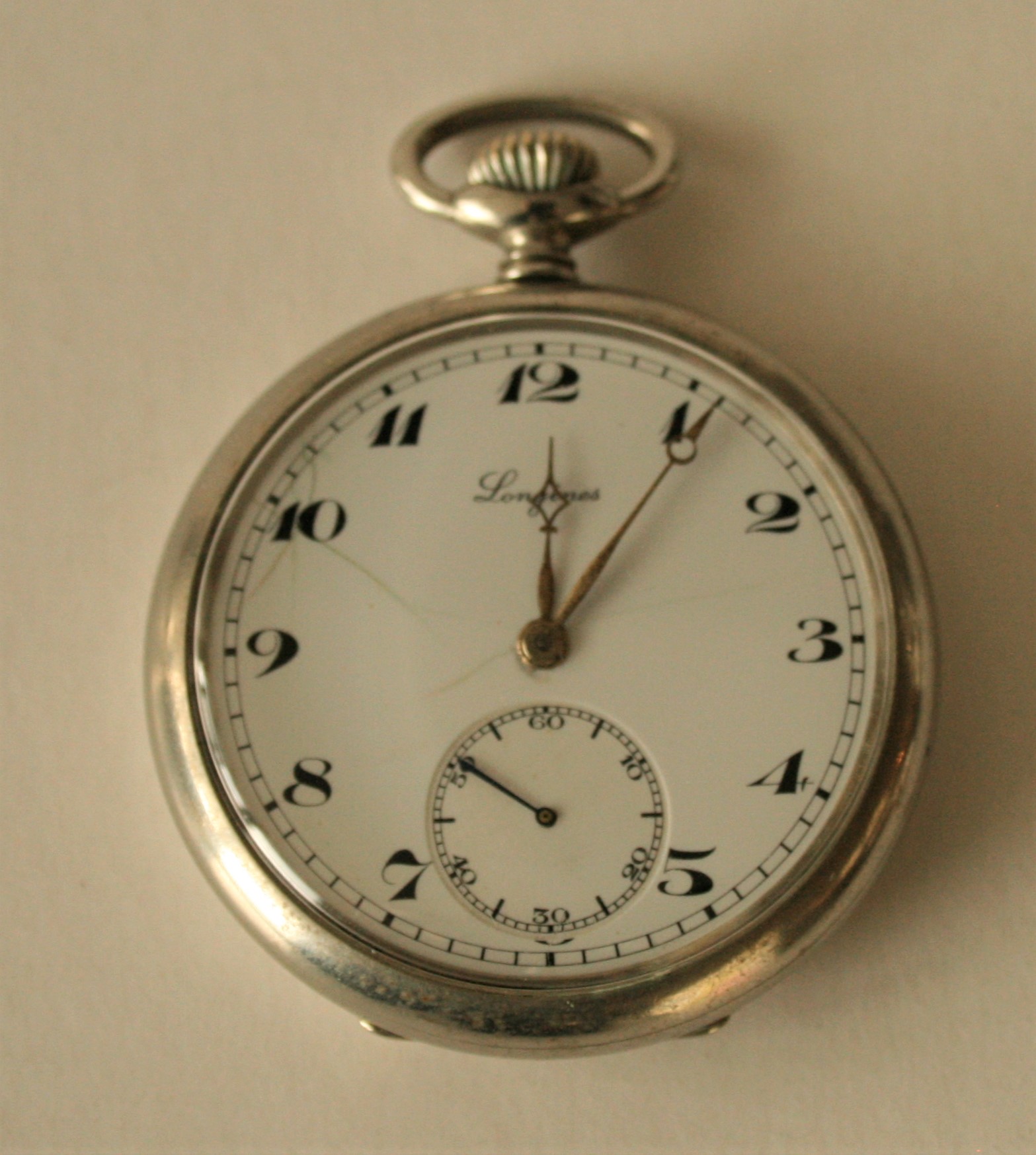 Montre gousset chronomètre en acier de marque LONGINES, mention EFCO LONGINES sous [...]