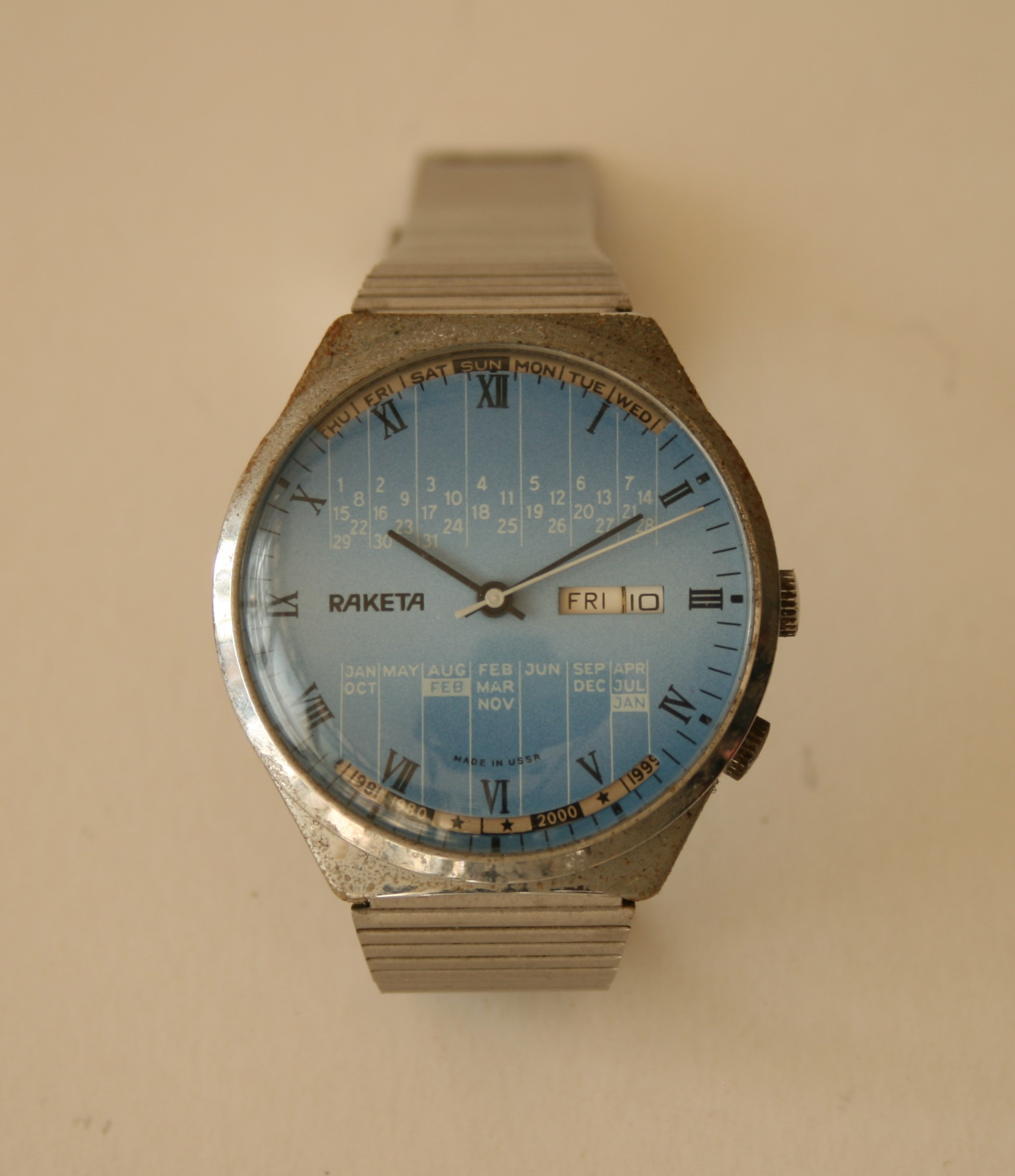 Montre RAKETA, Made in USSR, Calendrier Perpétuel de 1980 à 2000, jour/mois/année, [...]