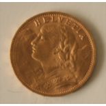 Piece 20 Francs Or HELVETIA 1930 - Poids : 6,47 g - HELVETIA 1930, gold coin - [...]