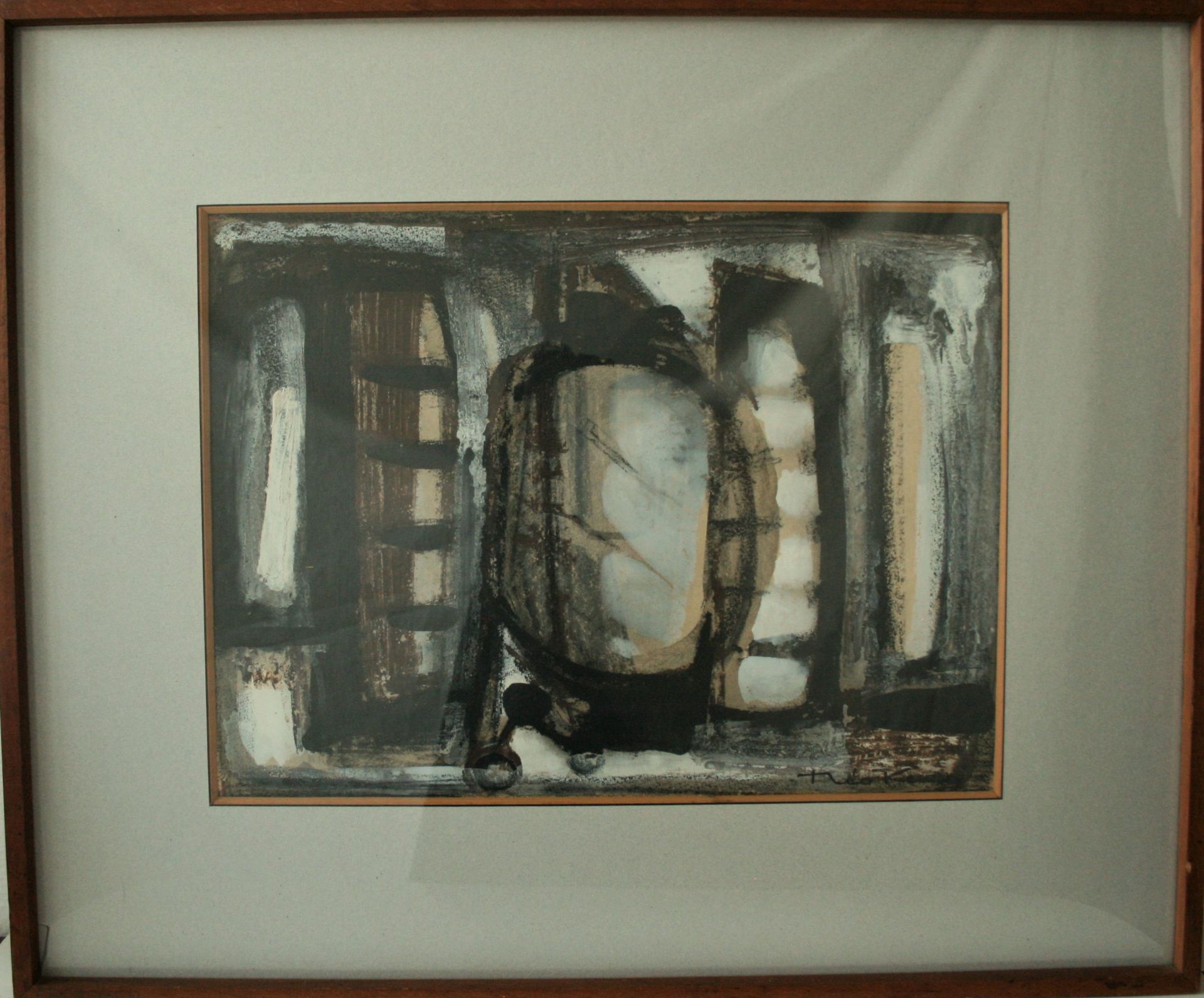 Théo KERG (1909-1993), artiste luxembourgeois, Gouache : Composition, signée en bas [...]