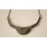 Collier articulé d'Epoque Art Déco en argent et strass - Longueur fermé : 22 cm - [...]