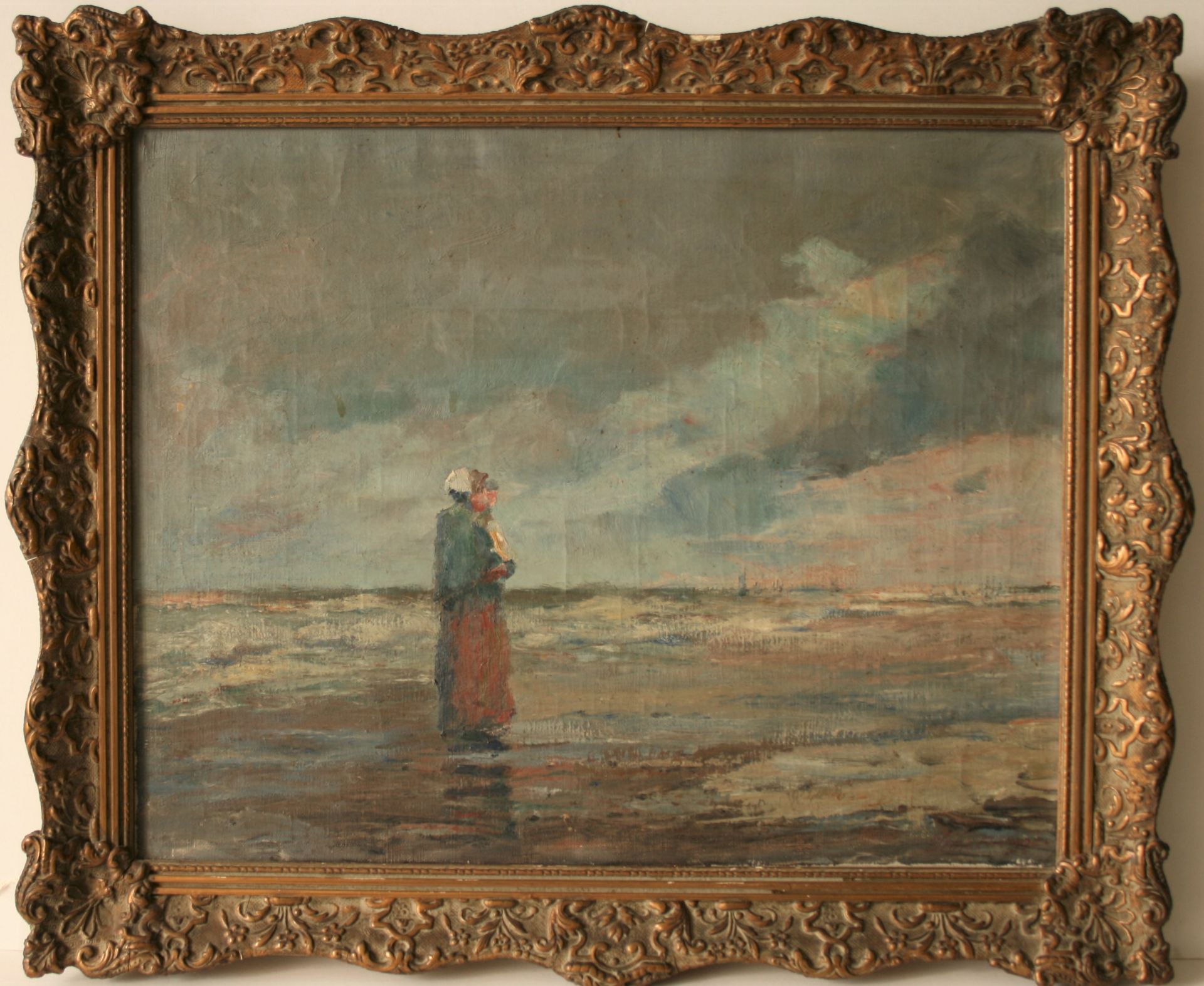 G. STEAMAYER, Huile sur toile : Femme sur la plage scrutant la mer, signé en bas à [...]