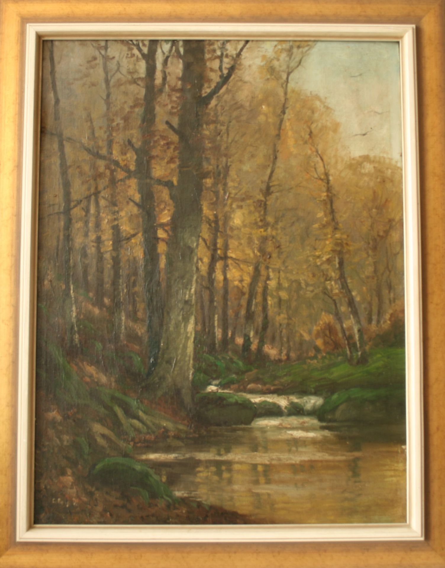 Carl FEY (DÜSSELDORF), Huile sur toile : Ruisseau dans le sous-bois, signé en bas [...]