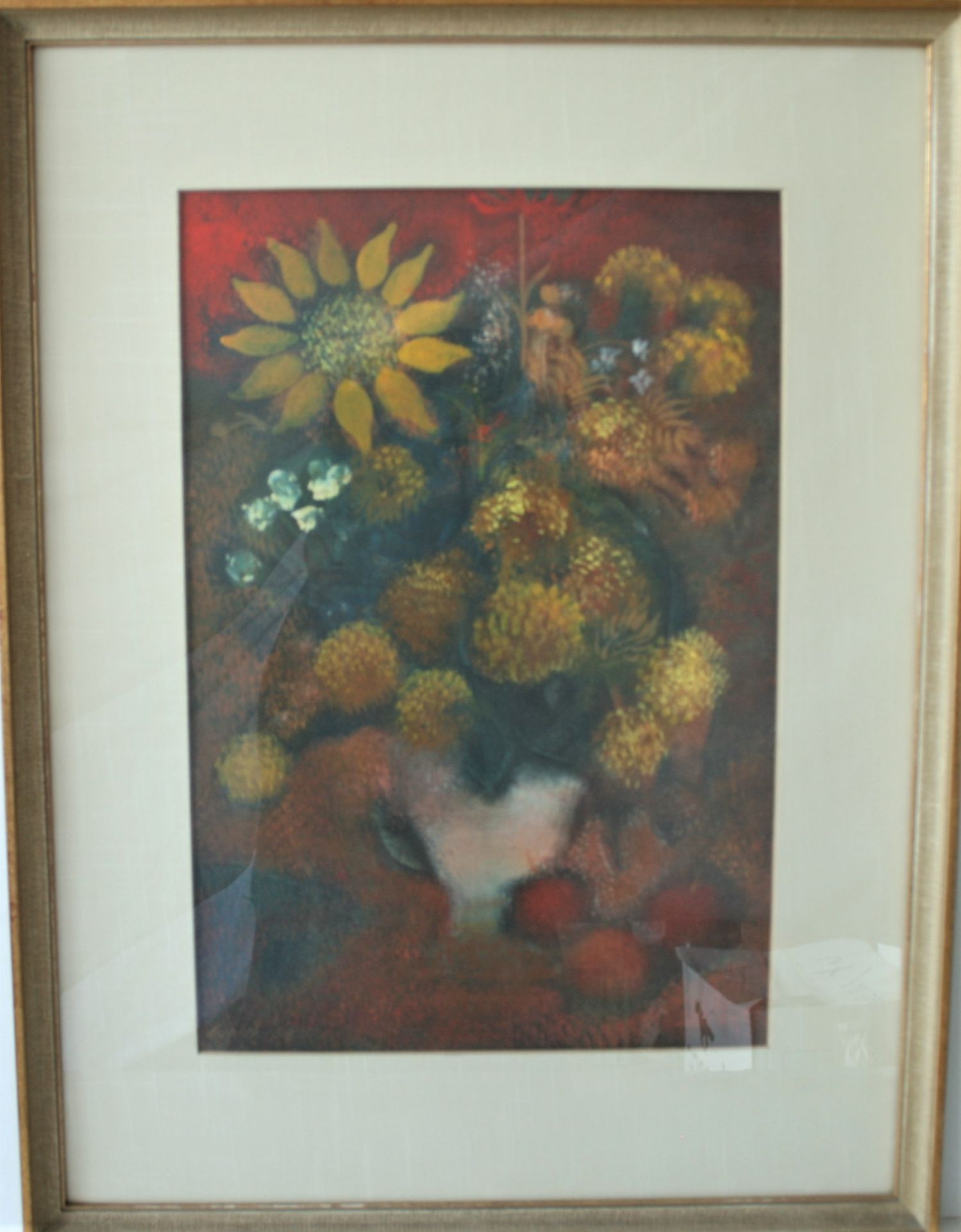 Gouache sur papier : Bouquet de fleurs, signé WALSH en bas à gauche et daté 59 - [...]