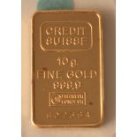 Lingotin de 10 g du CREDIT SUISSE, numéroté - - 10 g CREDIT SUISSE ingot, numbered [...]