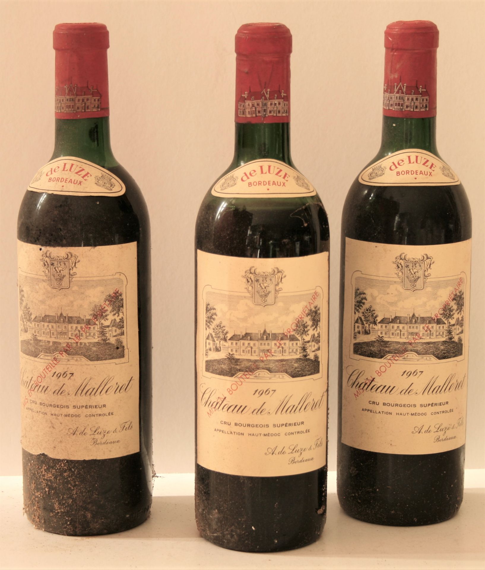 3 x Château de MALLERET, Cru Bourgeois Bordeaux, rouge, 1967 - - 3 x Château de [...]