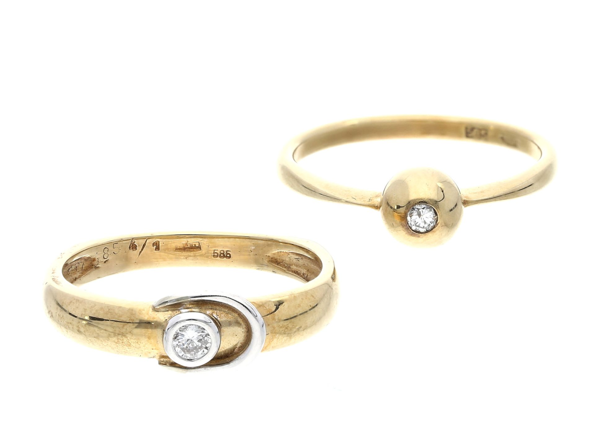 Ring: 2 vintage Brillant-Goldschmiederinge