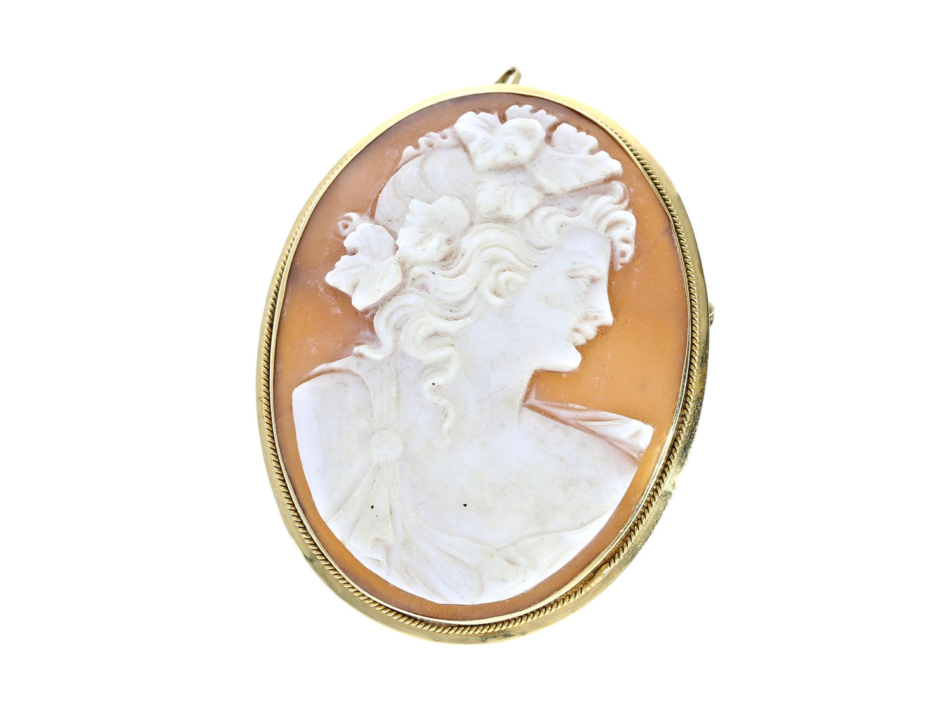 Brosche: Kamee mit hochwertiger Goldfassung, 19. Jahrhundert