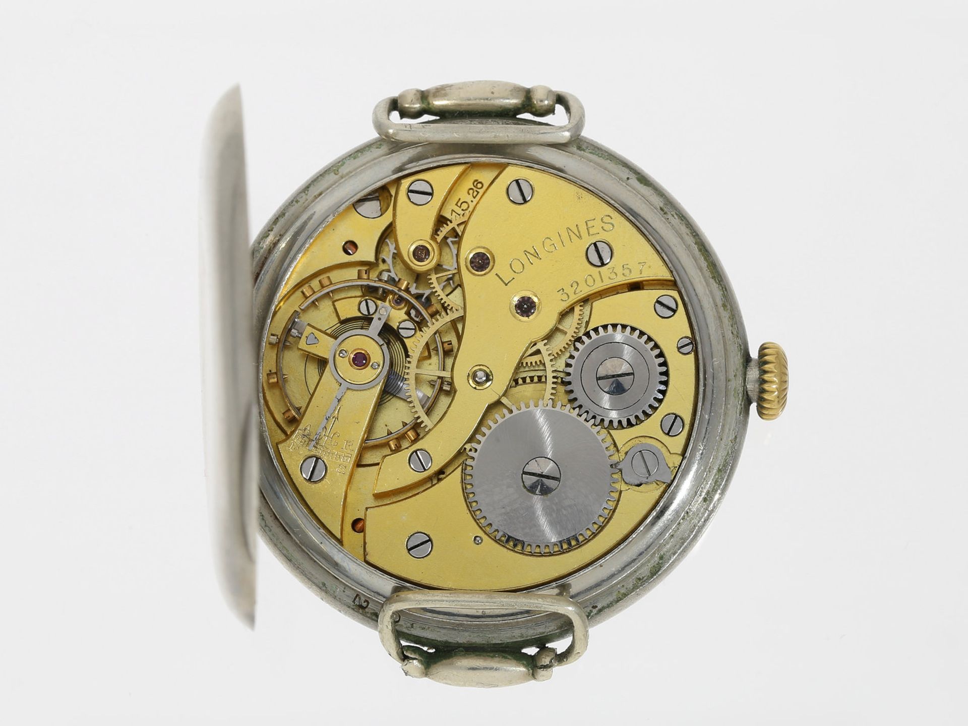 Armbanduhr: extrem frühe und große Longines Armbanduhr mit Emaillezifferblatt, ca. 1910<b - Bild 2 aus 2